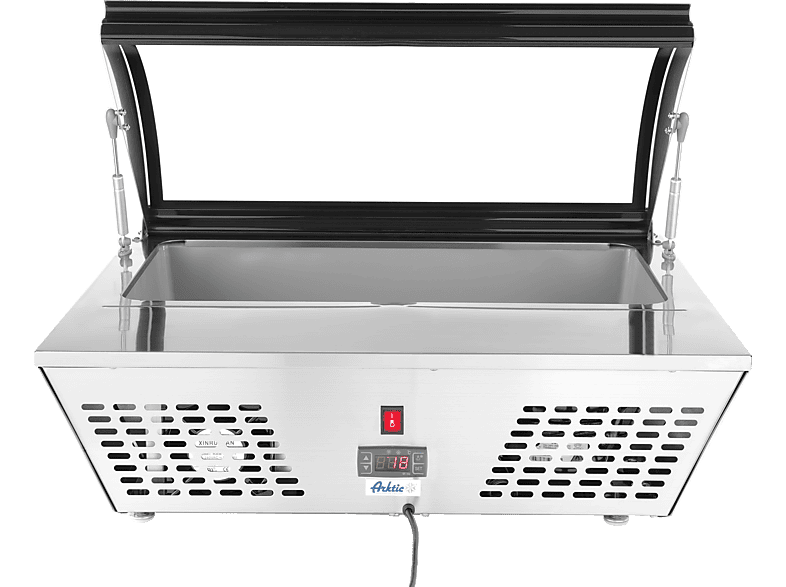 Vetrina Espositiva Refrigerata HENDI Per Buffet – Vassoio Inox 430x290x150mm, Coperchio Trasparente E 2 Elementi Refrigeranti, Facile Da Smontare E Pulire