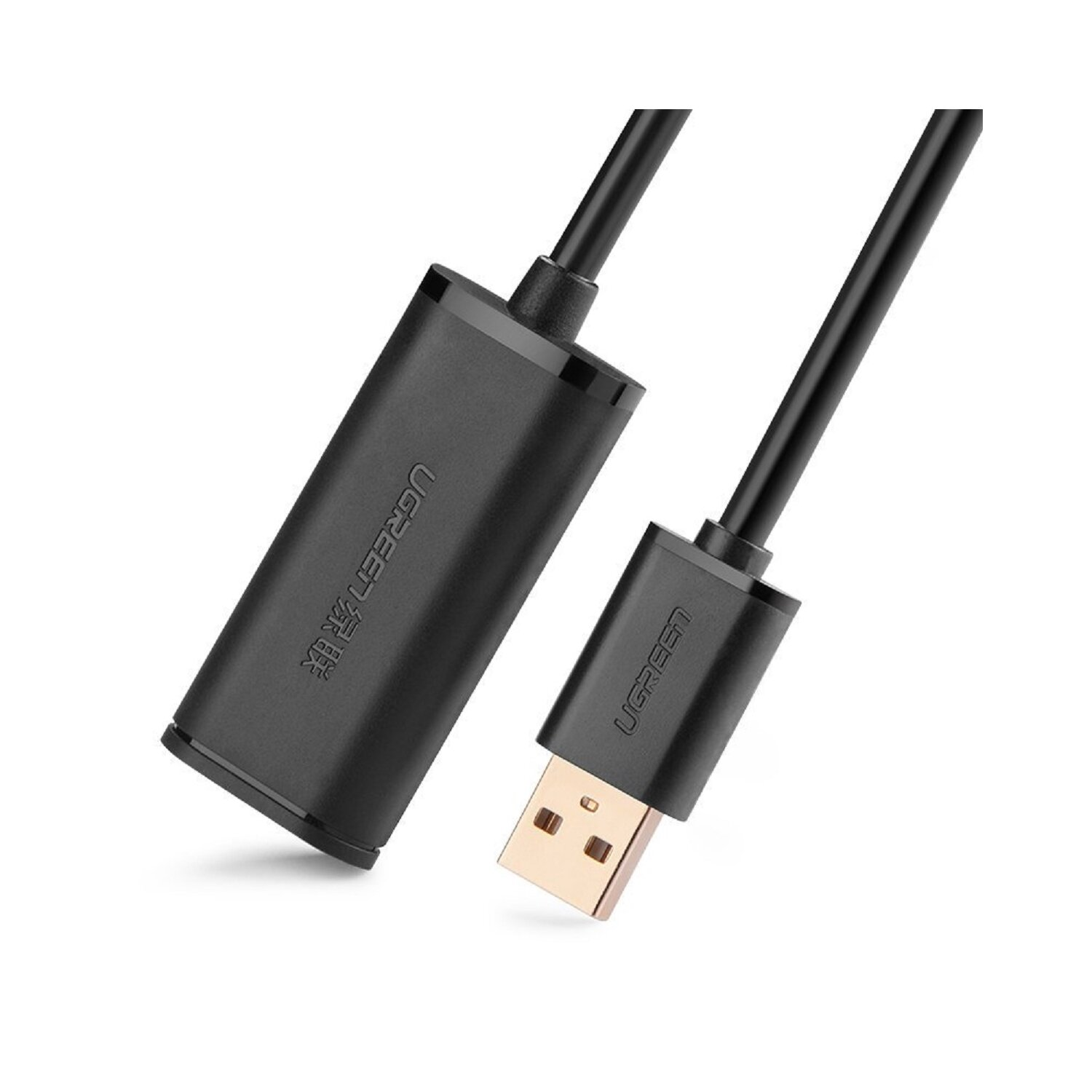 Czarny kabel USB ze złączem USB-A i czarną obudową z logo UGREEN.