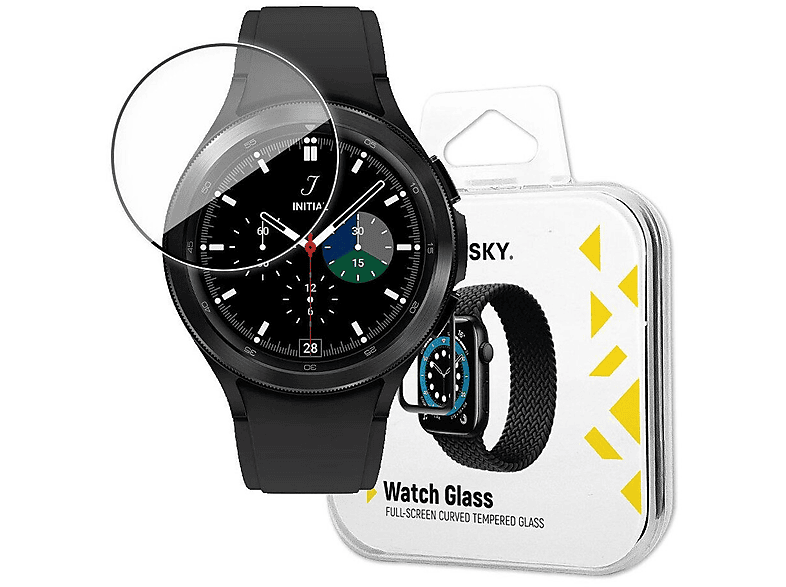 WOZINSKY Wozinsky Schutzglas Full Glue kompatibel mit Samsung Galaxy Watch Active 2 (44mm) Schwarz Displayschutz(für Samsung Galaxy Watch Active 2 (44mm))