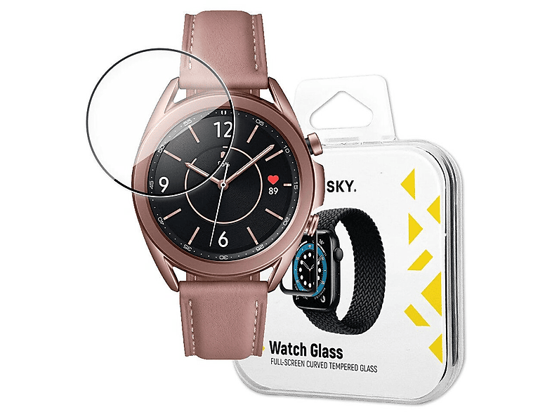 WOZINSKY Wozinsky Schutzglas Full Glue kompatibel mit Samsung Galaxy Watch 3 41mm Schwarz Displayschutz(für Samsung Galaxy Watch 3 41mm)