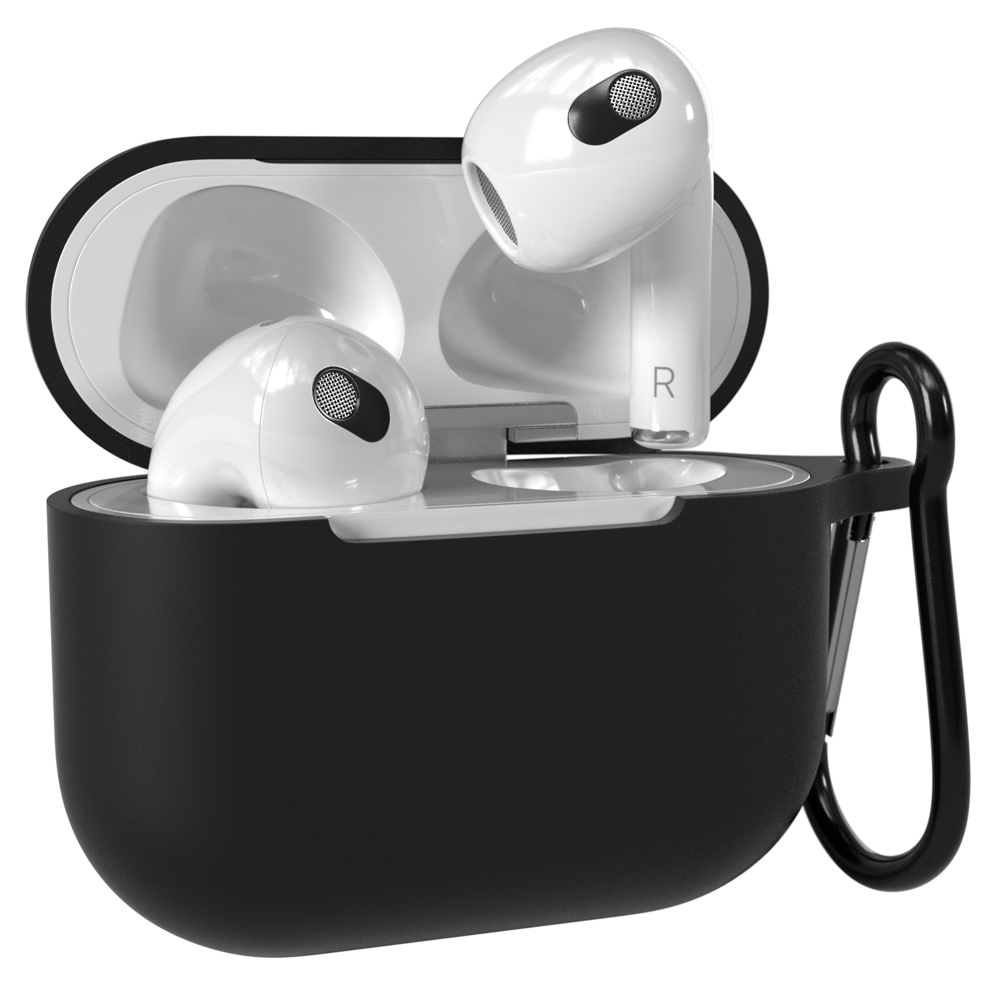 Silikon Case EAZY Sleeve Schutzhülle CASE AirPods passend Schwarz Apple für: 3