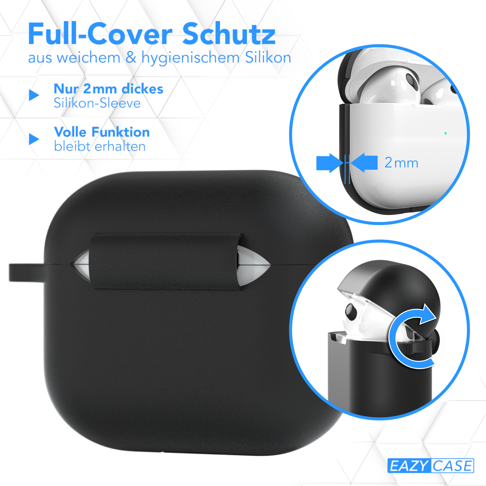 Sleeve AirPods passend Silikon Case 3 Schutzhülle EAZY Apple Schwarz für: CASE