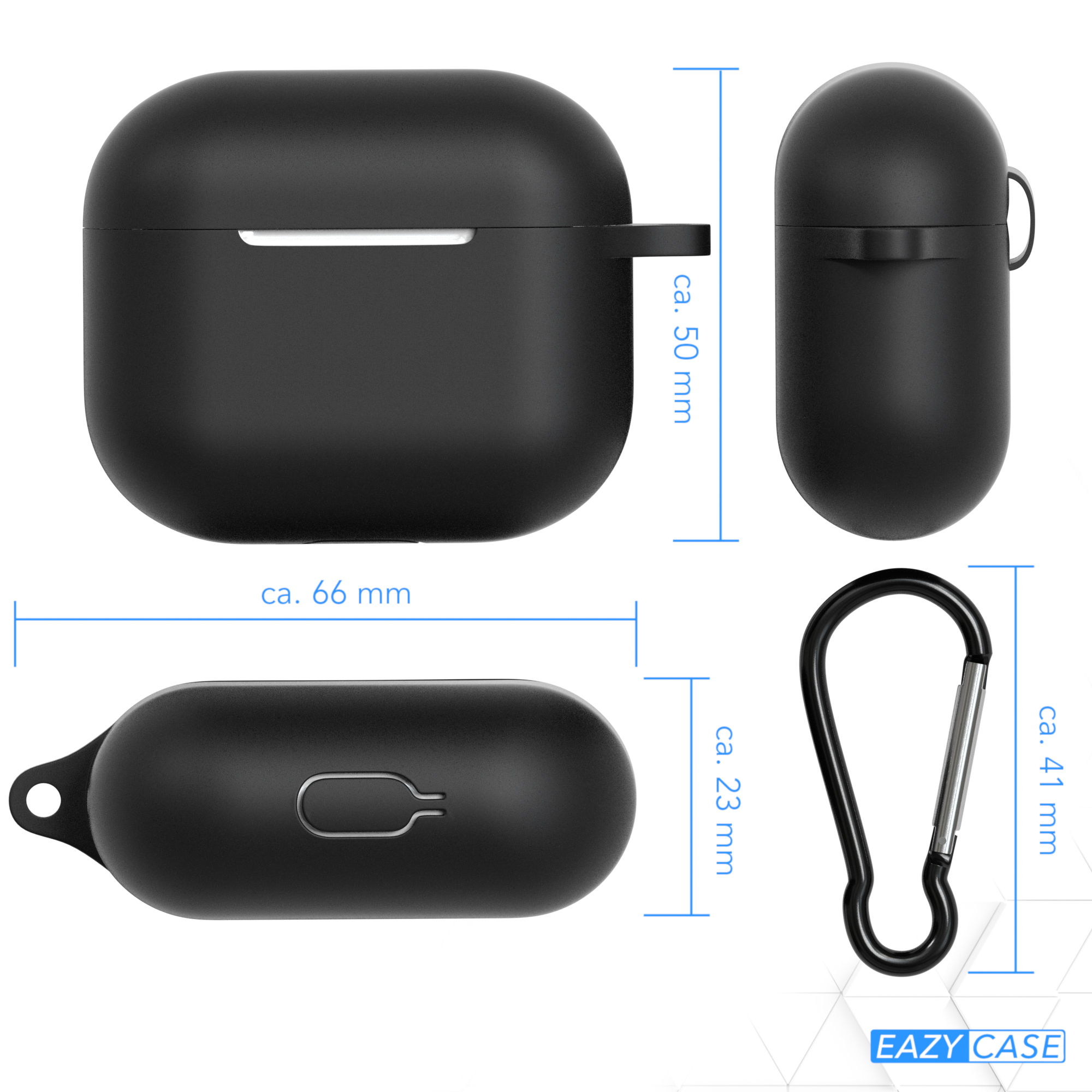 Silikon Case EAZY Sleeve Schutzhülle CASE AirPods passend Schwarz Apple für: 3