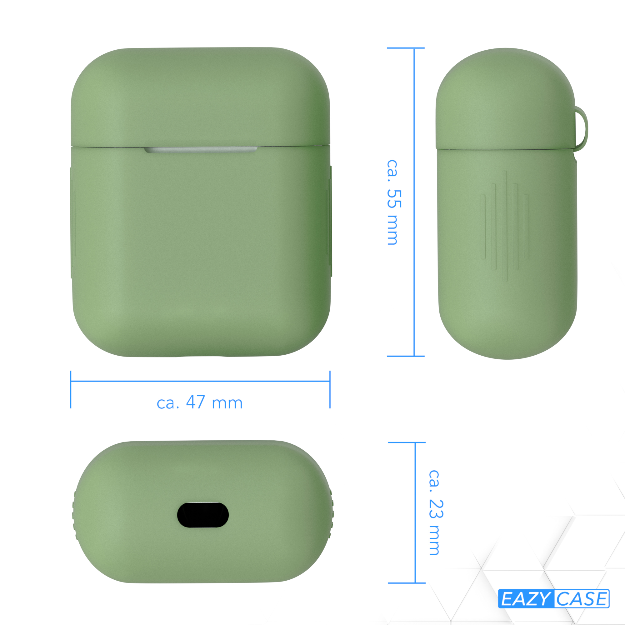 Apple Case EAZY Grün AirPods Schutzhülle Sleeve CASE Silikon für: passend Olive