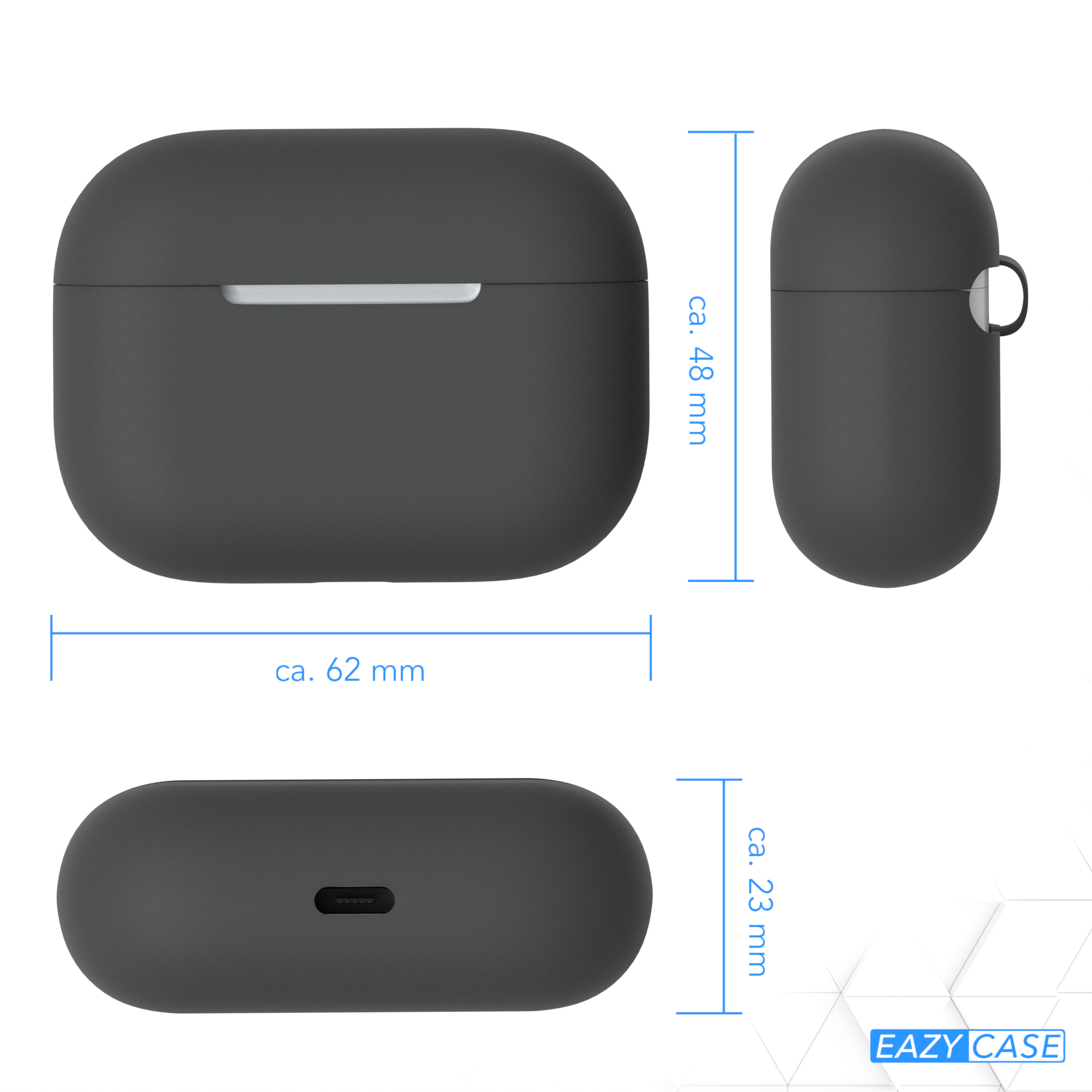 Case für: Anthrazit CASE Schutzhülle passend Apple Grau Sleeve Silikon EAZY Pro AirPods