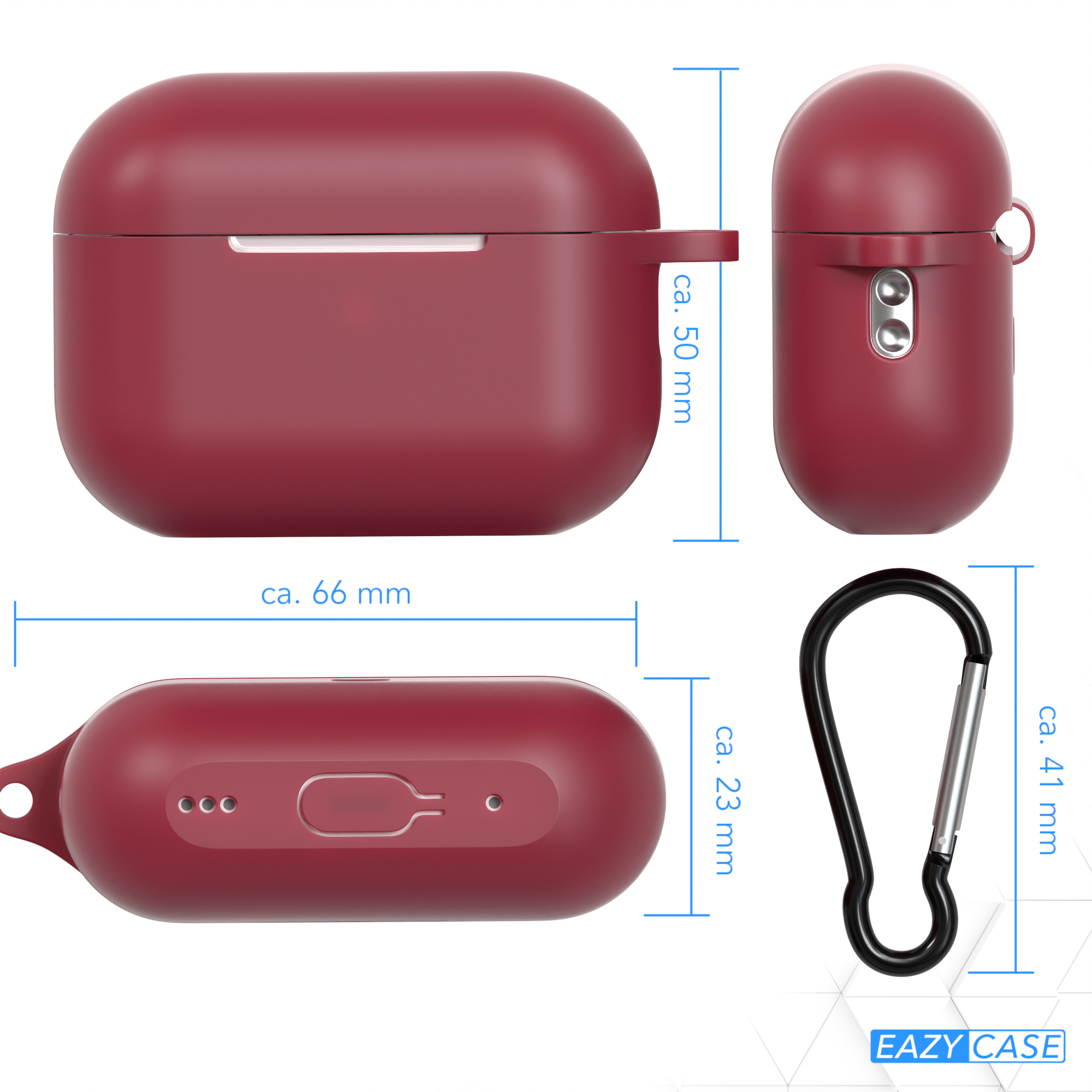 Dunkelrot EAZY Rot Case Sleeve passend Schutzhülle Pro CASE Apple / 2 AirPods Silikon für: