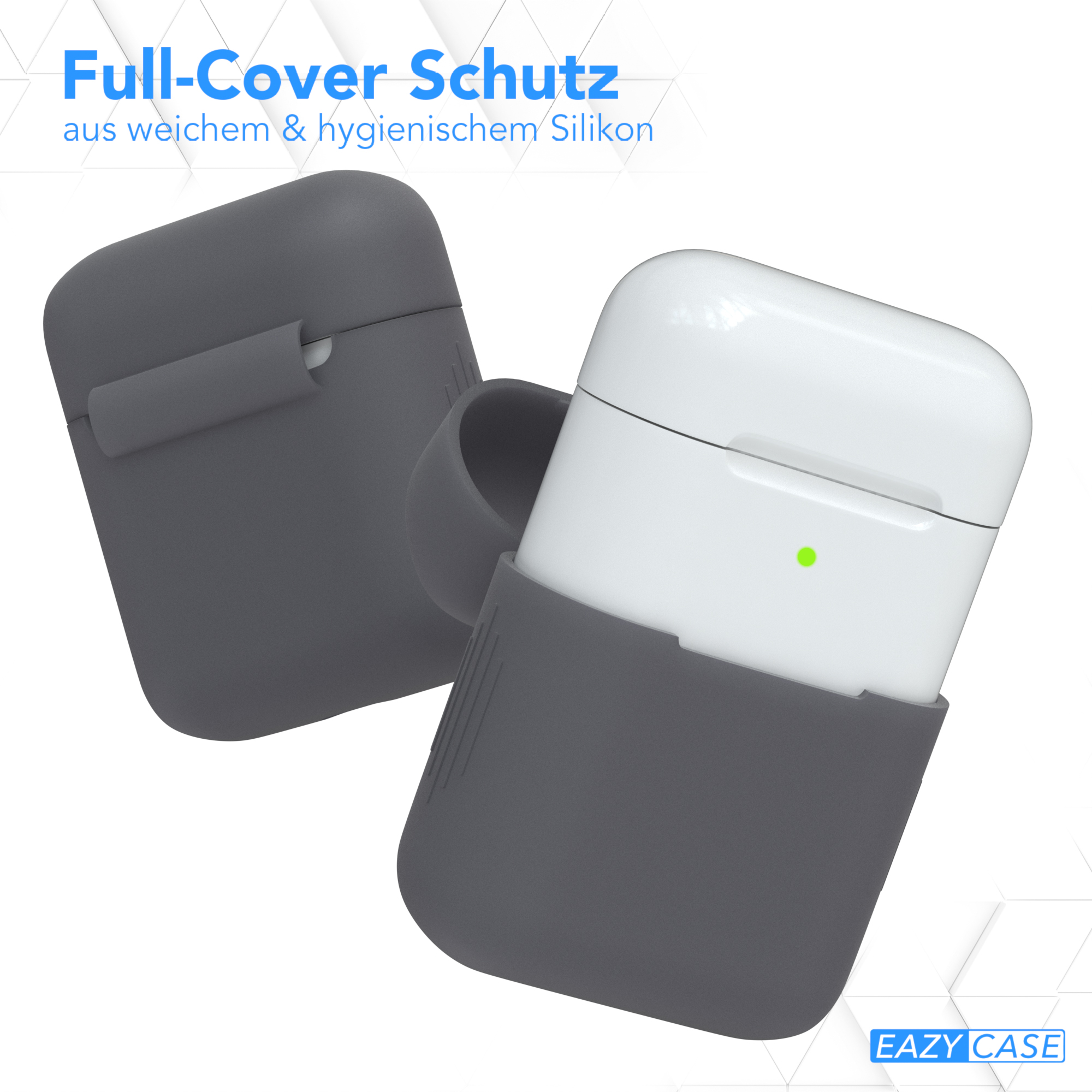 EAZY CASE AirPods Silikon Case Sleeve für: Apple Schutzhülle passend Anthrazit Grau