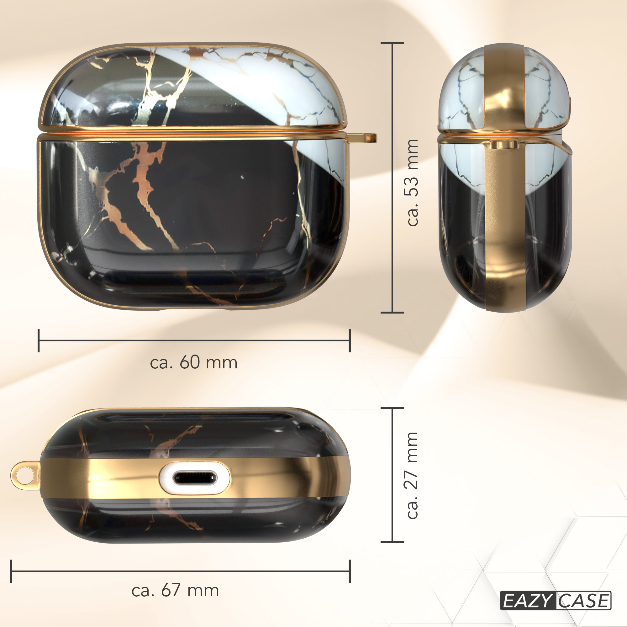 EAZY CASE AirPods 3 Apple IMD für: Sleeve Schutzhülle passend Motiv Gold Case Schwarz 