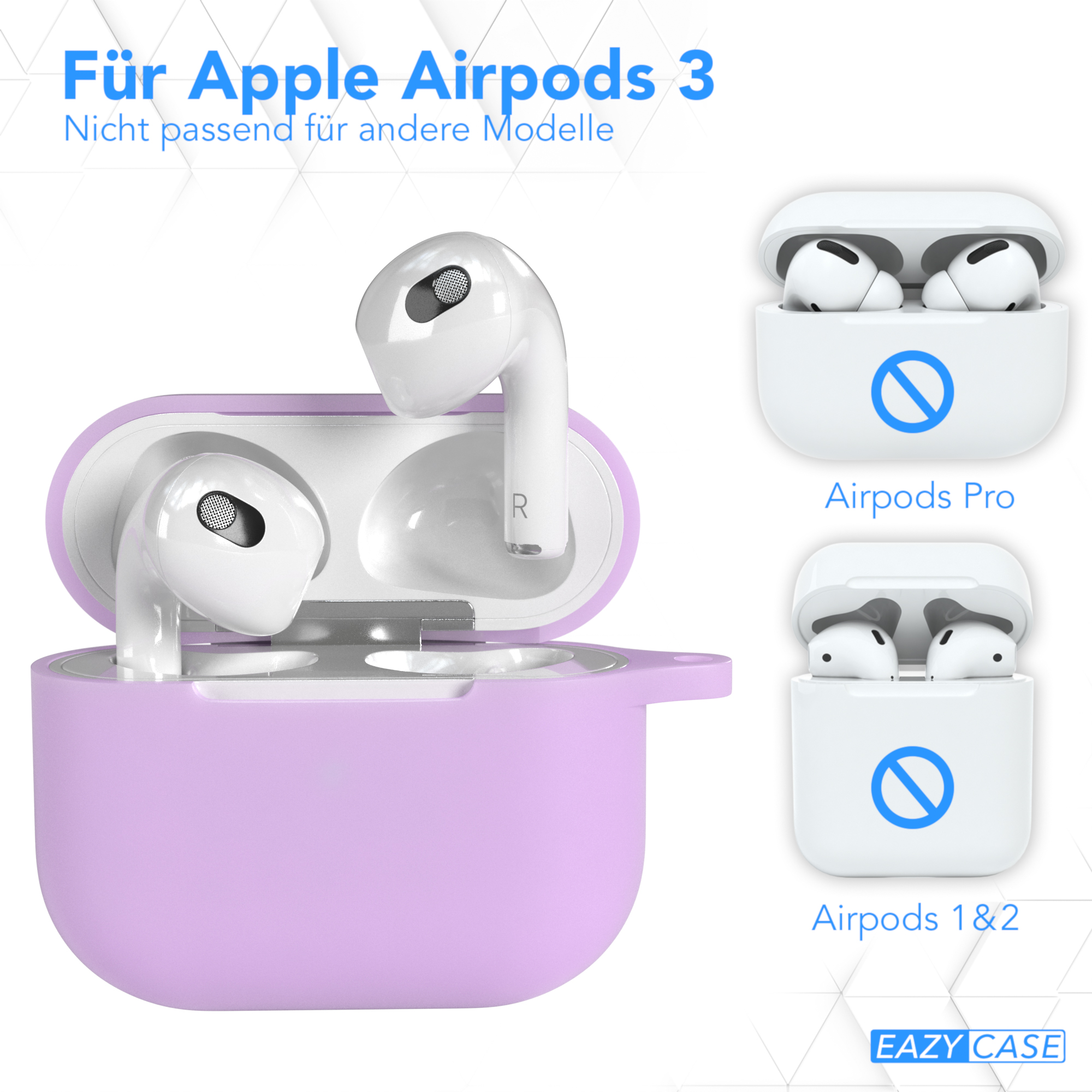 Silikon Violett CASE passend Schutzhülle für: 3 Sleeve / AirPods EAZY Case Apple Flieder