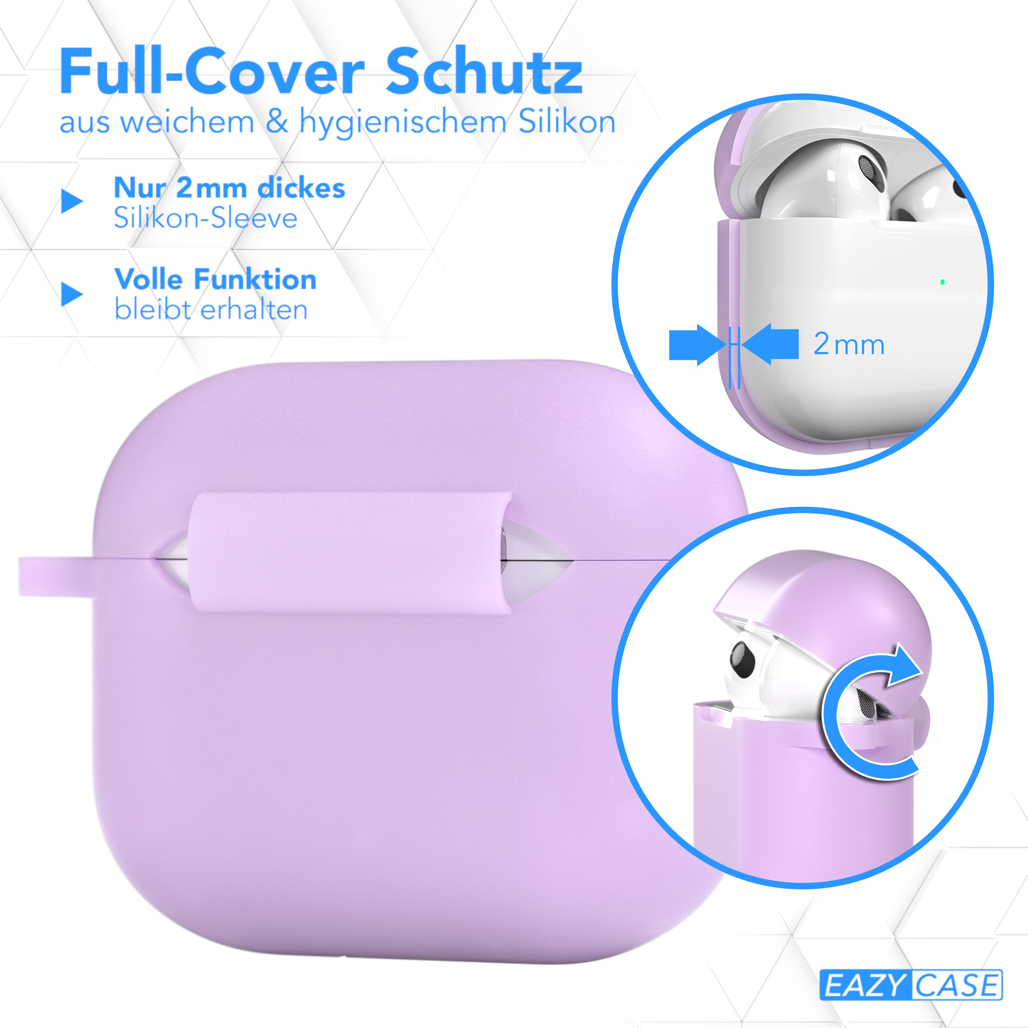 Violett Schutzhülle CASE AirPods Apple passend Sleeve Flieder / Case für: EAZY Silikon 3