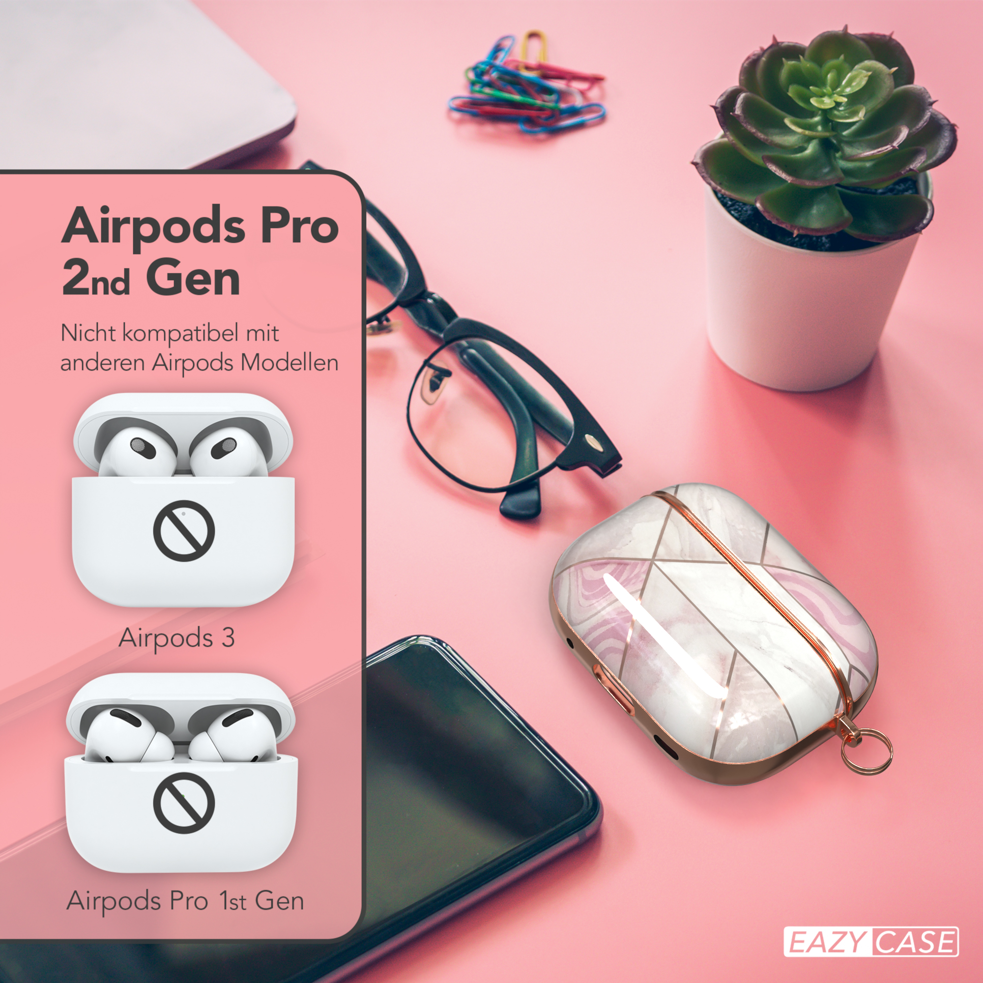Produktvergleich: AirPods Pro 2nd Gen vs. AirPods 3 und 1st Gen, mit stilvollem Case.