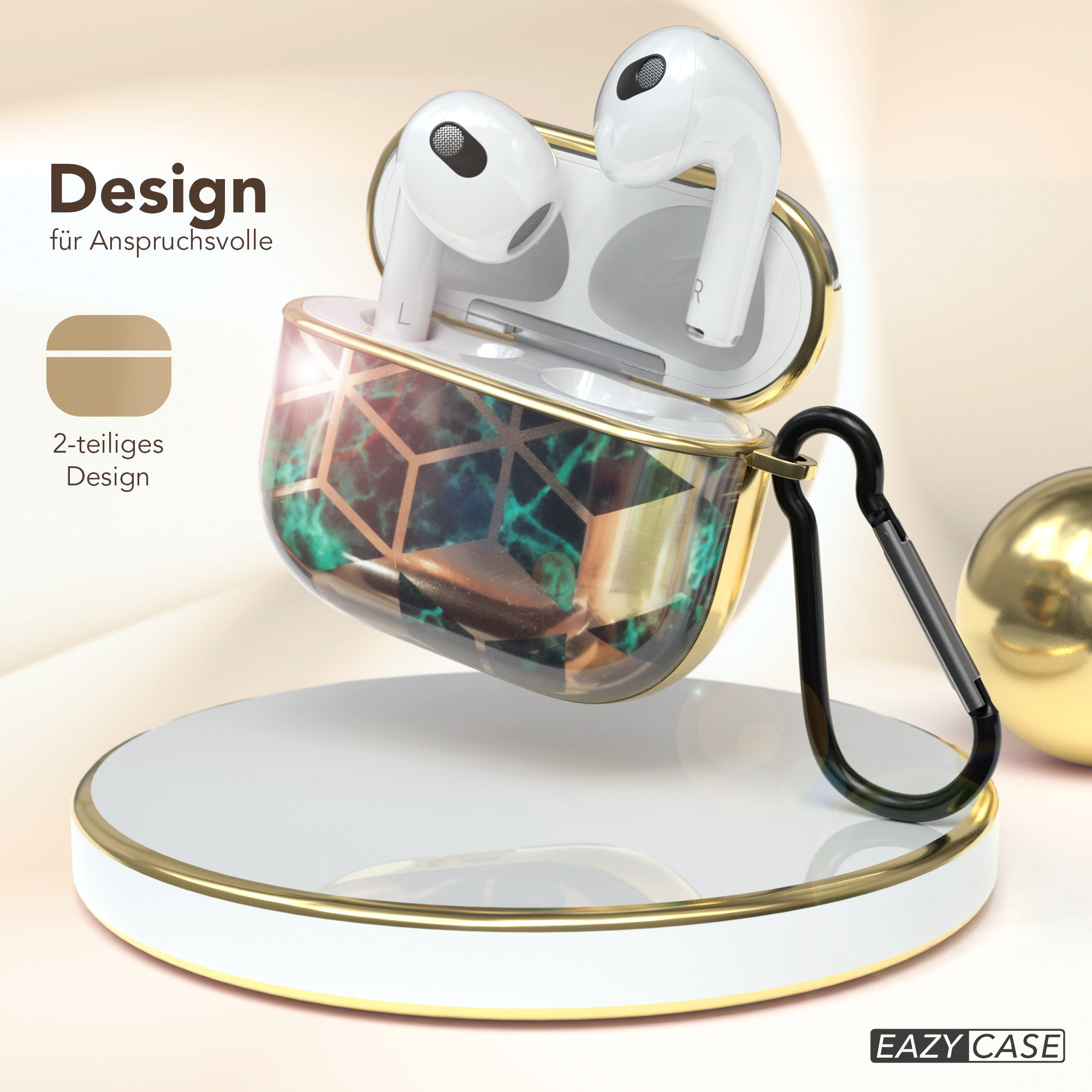 IMD passend AirPods Case Grün EAZY Apple 3 Sleeve Gold CASE / Motiv für: Schutzhülle