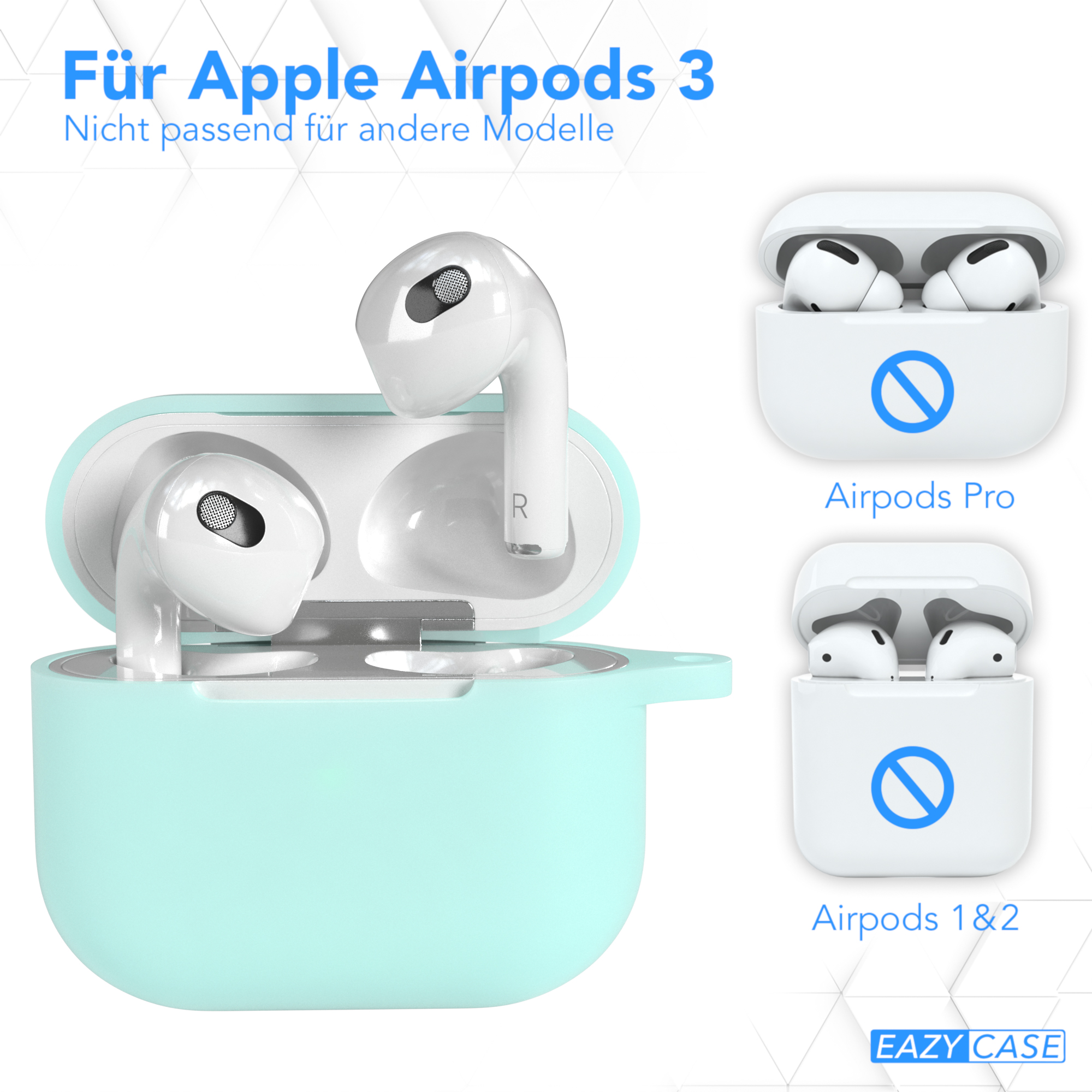 3 Silikon AirPods für: Türkis passend Case Sleeve CASE Schutzhülle Apple EAZY