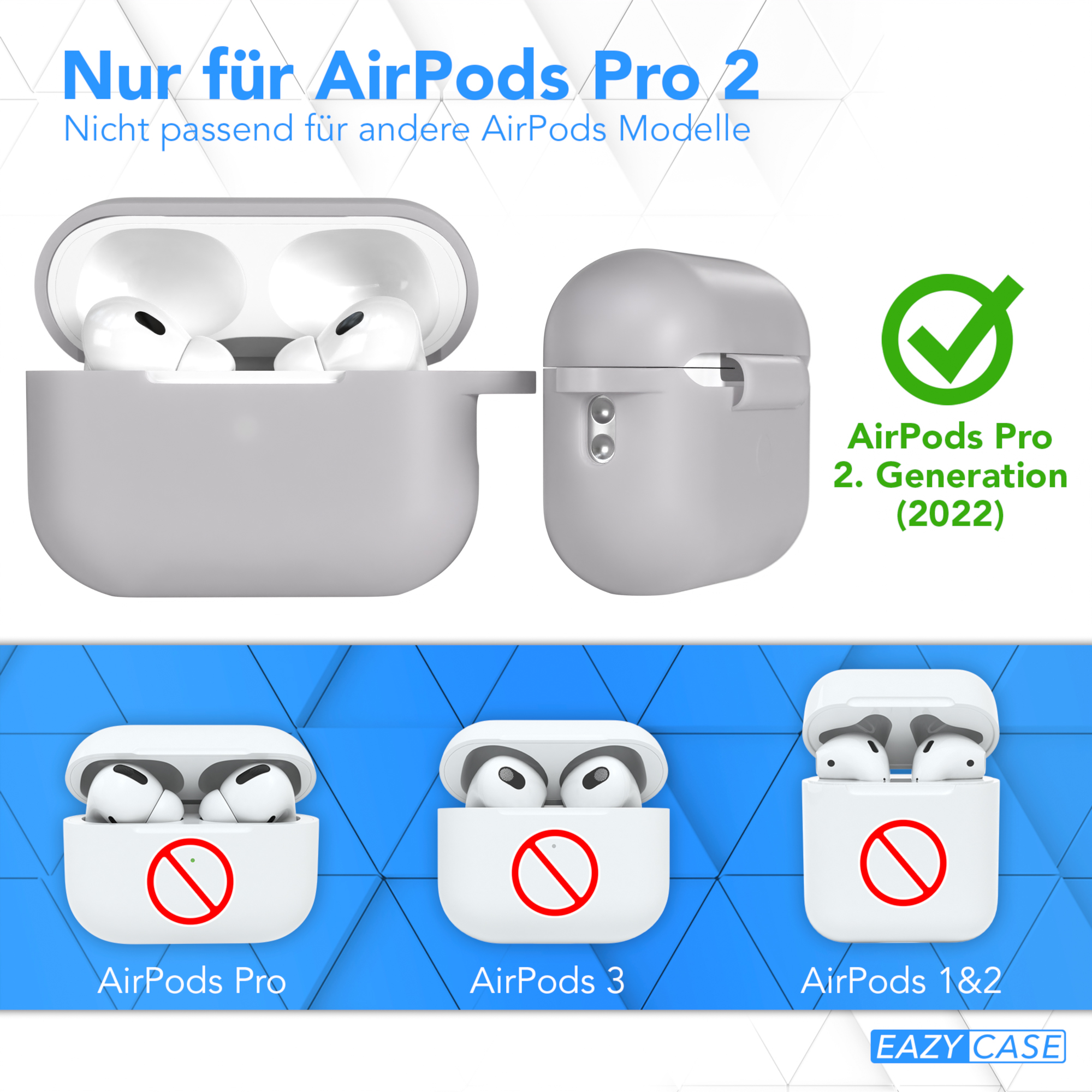 Bild zeigt AirPods Pro 2 und andere AirPods-Modelle. Nur Pro 2 ist kompatibel.