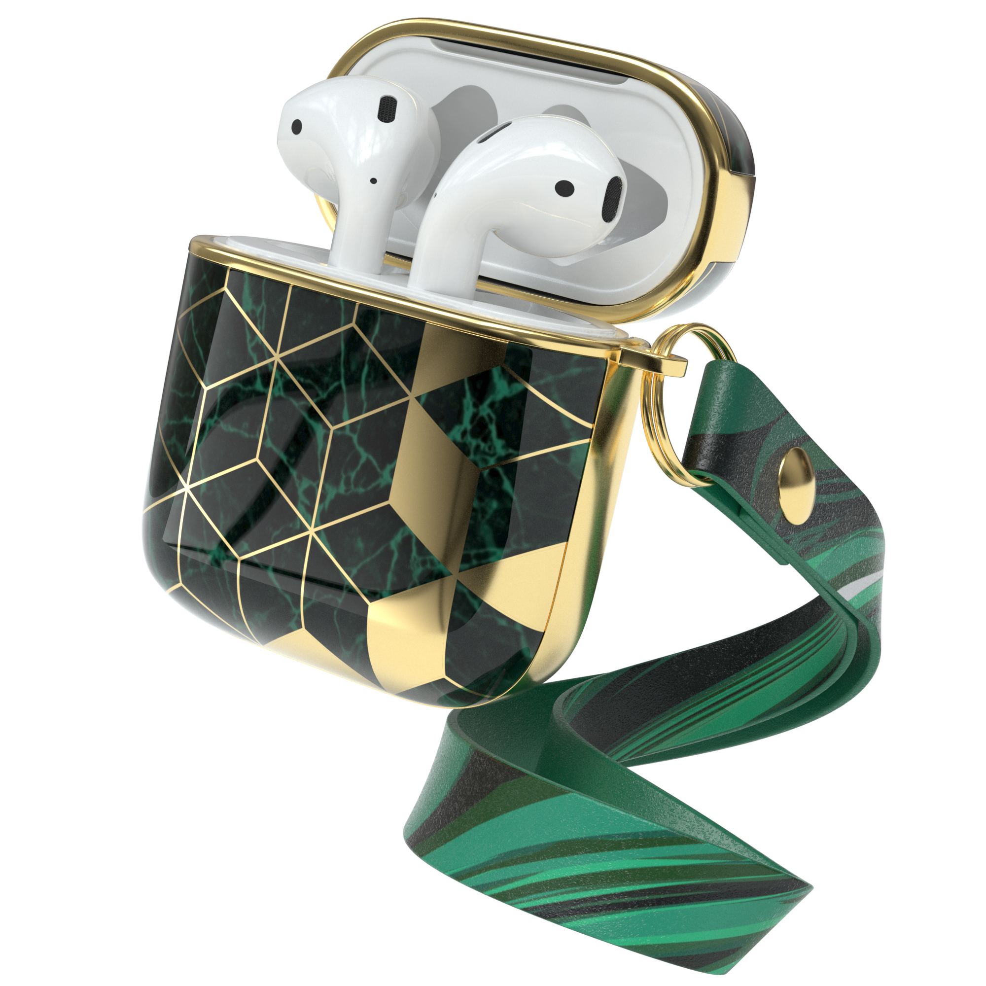 EAZY CASE AirPods IMD Sleeve Grün Schutzhülle Motiv für: Apple Case / Gold passend