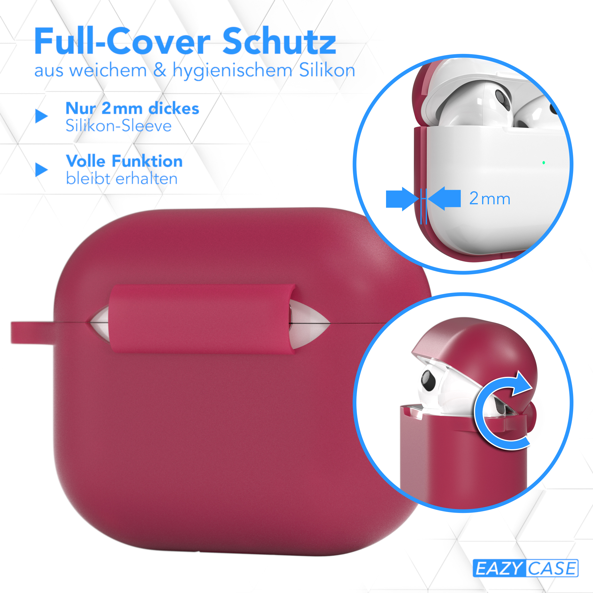 Schutzhülle / Silikon Dunkelrot AirPods Apple Sleeve Case 3 EAZY Rot CASE für: passend