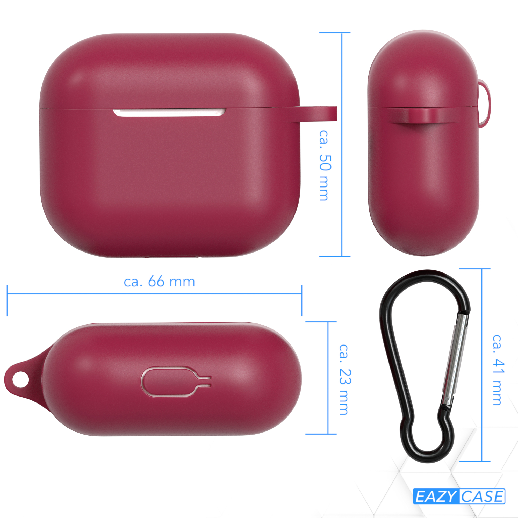 für: Apple Rot Dunkelrot EAZY AirPods 3 passend / CASE Schutzhülle Sleeve Silikon Case