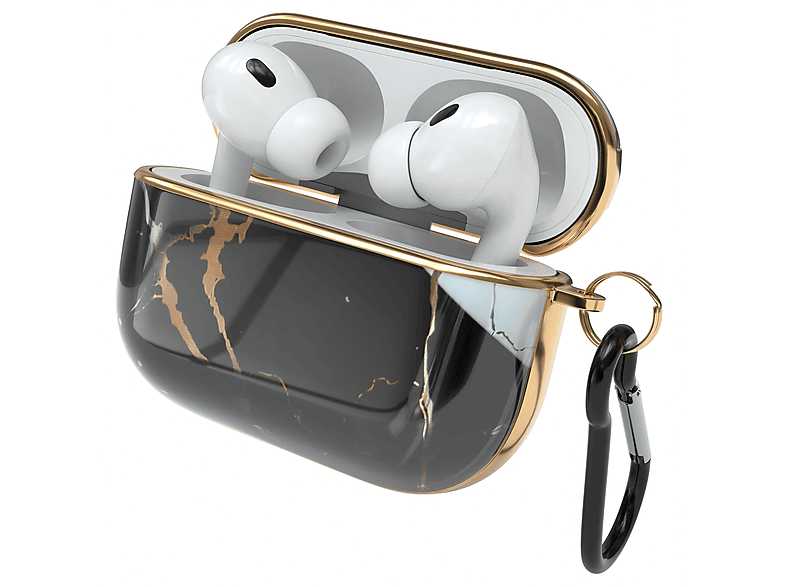 EAZY CASE Schwarz / passend Schutzhülle Case 2 Gold Apple Pro für: Sleeve IMD Motiv AirPods