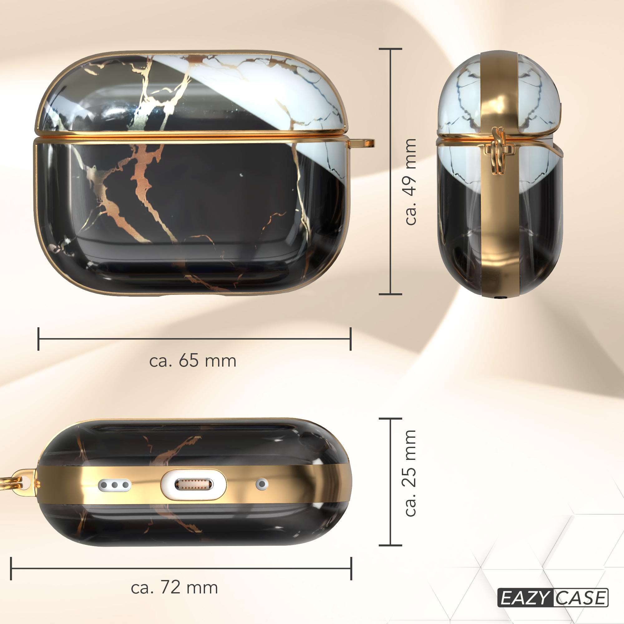 EAZY CASE Schwarz / passend Schutzhülle Case 2 Gold Apple Pro für: Sleeve IMD Motiv AirPods