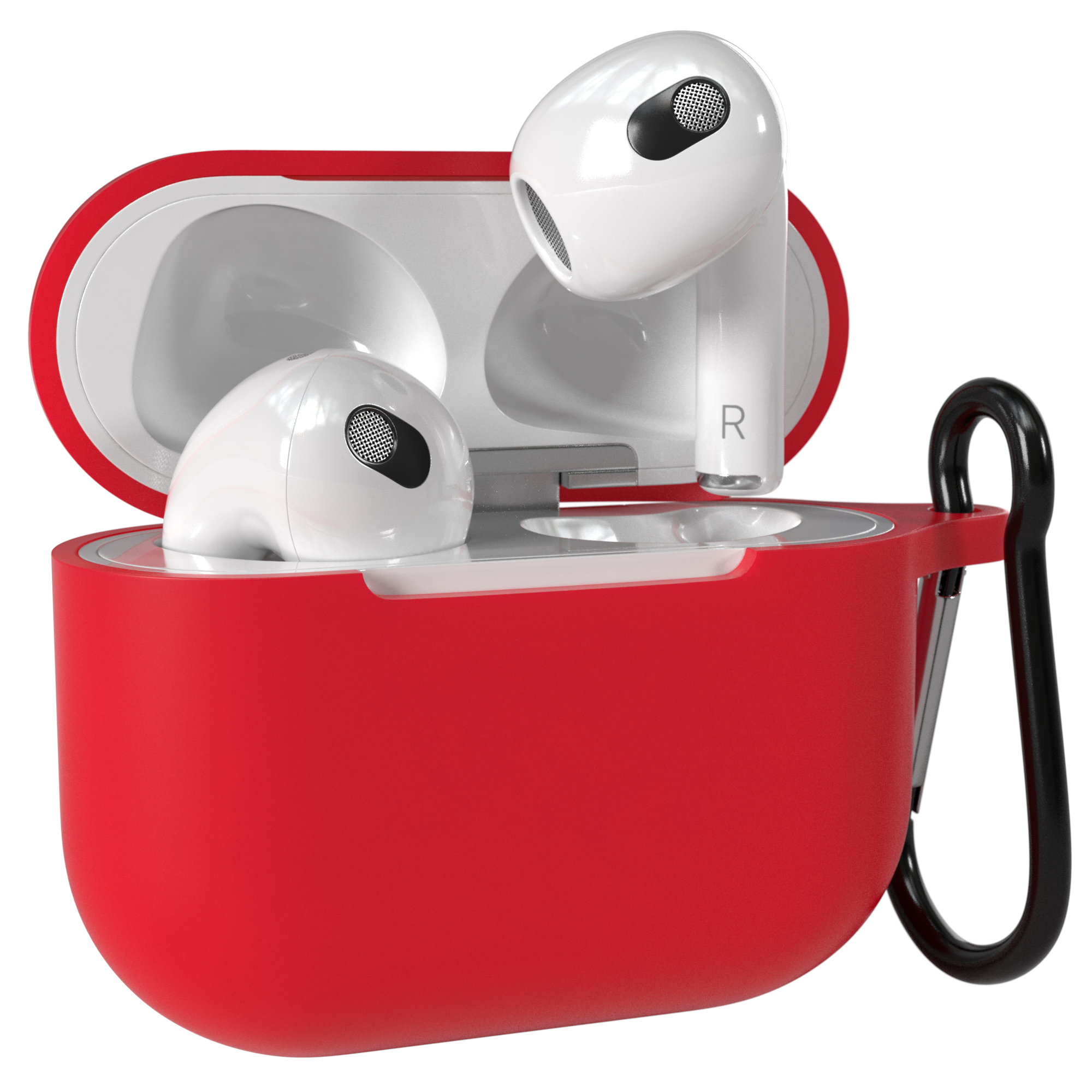 CASE EAZY Schutzhülle für: Rot Case AirPods Apple passend Silikon Sleeve 3