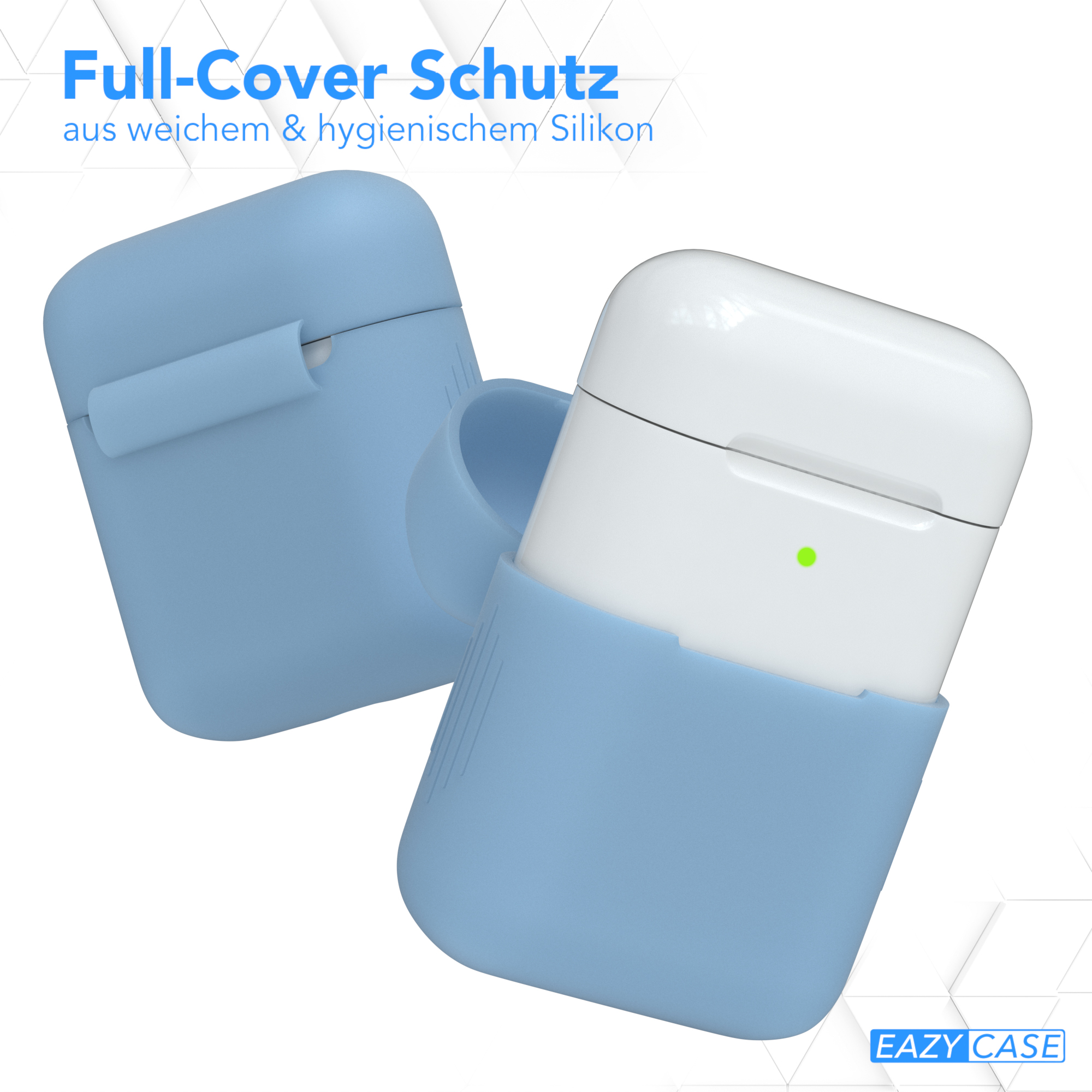 / CASE für: EAZY Blau Silikon Apple passend AirPods Case Schutzhülle Helllblau Sleeve