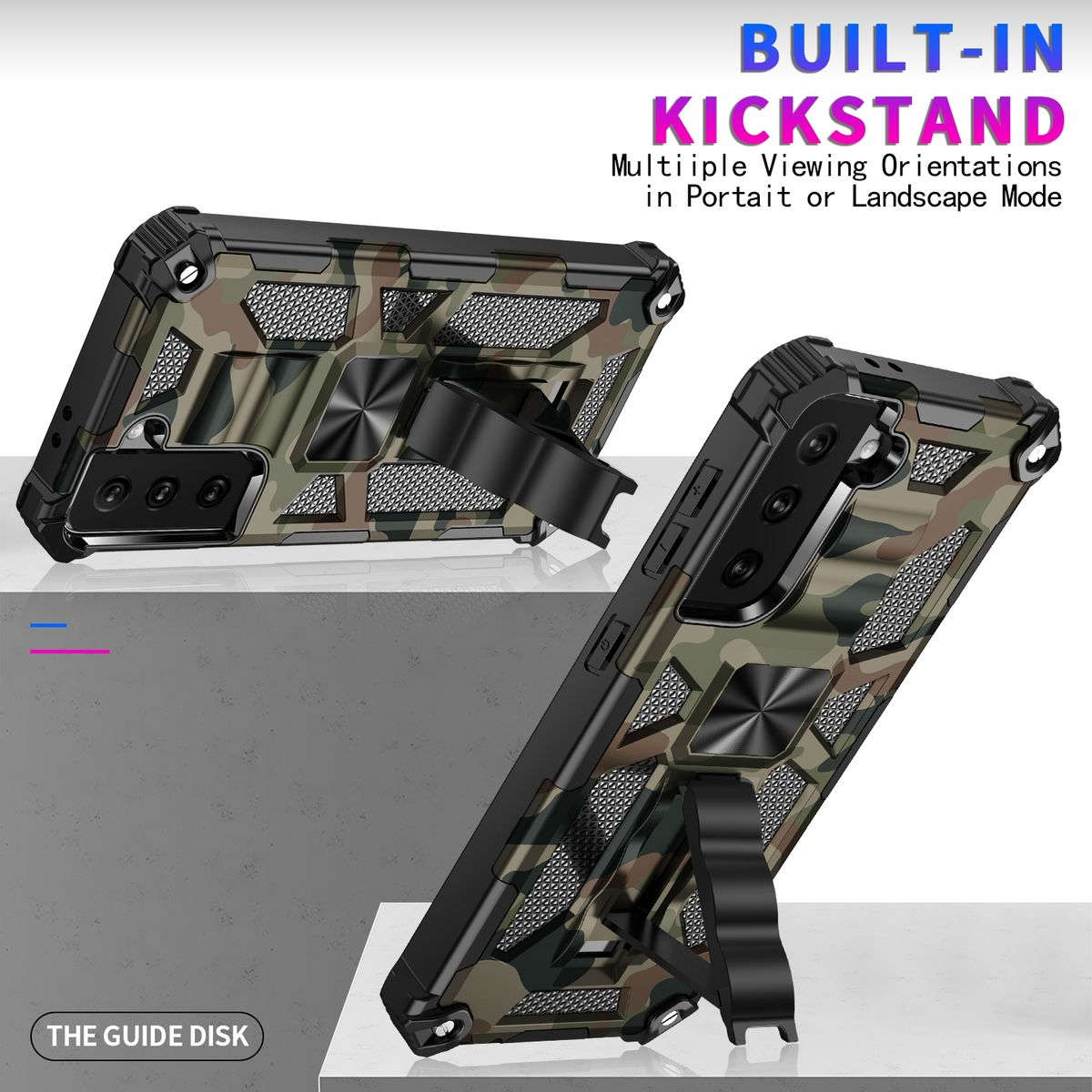 WIGENTO Camouflage Shockproof Silikon Armor Galaxy aufstellbar, Camouflage Grün / Backcover, Samsung, TPU Hülle Plus, S21