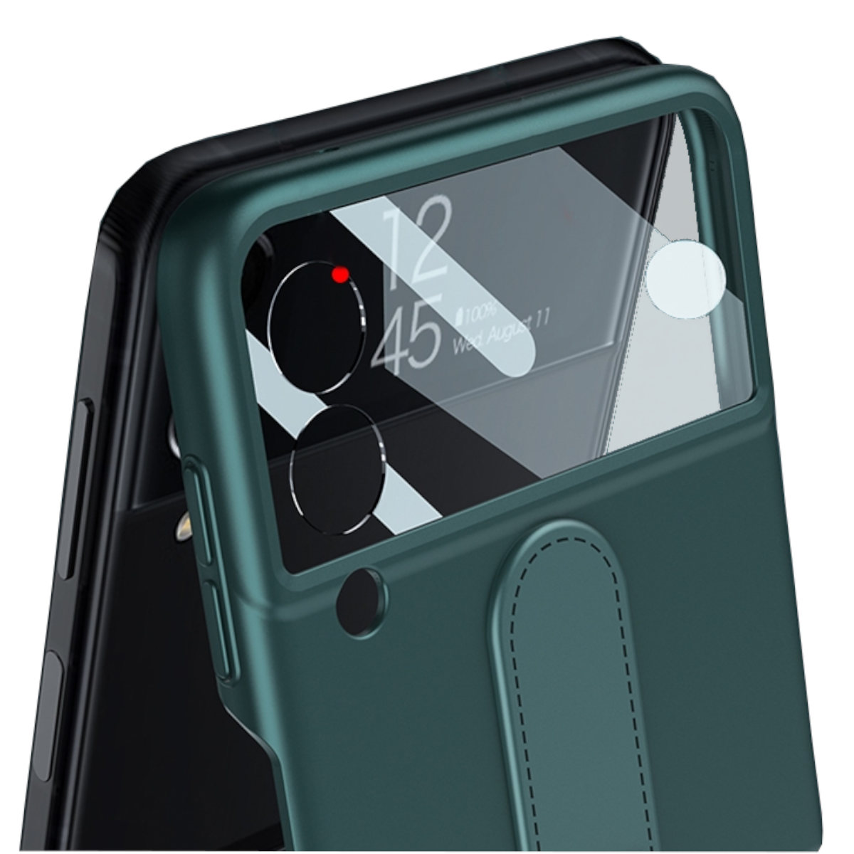 Kunst Cover, Ring-Halter Samsung, Fold3 WIGENTO Z Galaxy 5G, Grün Leder Backcover,