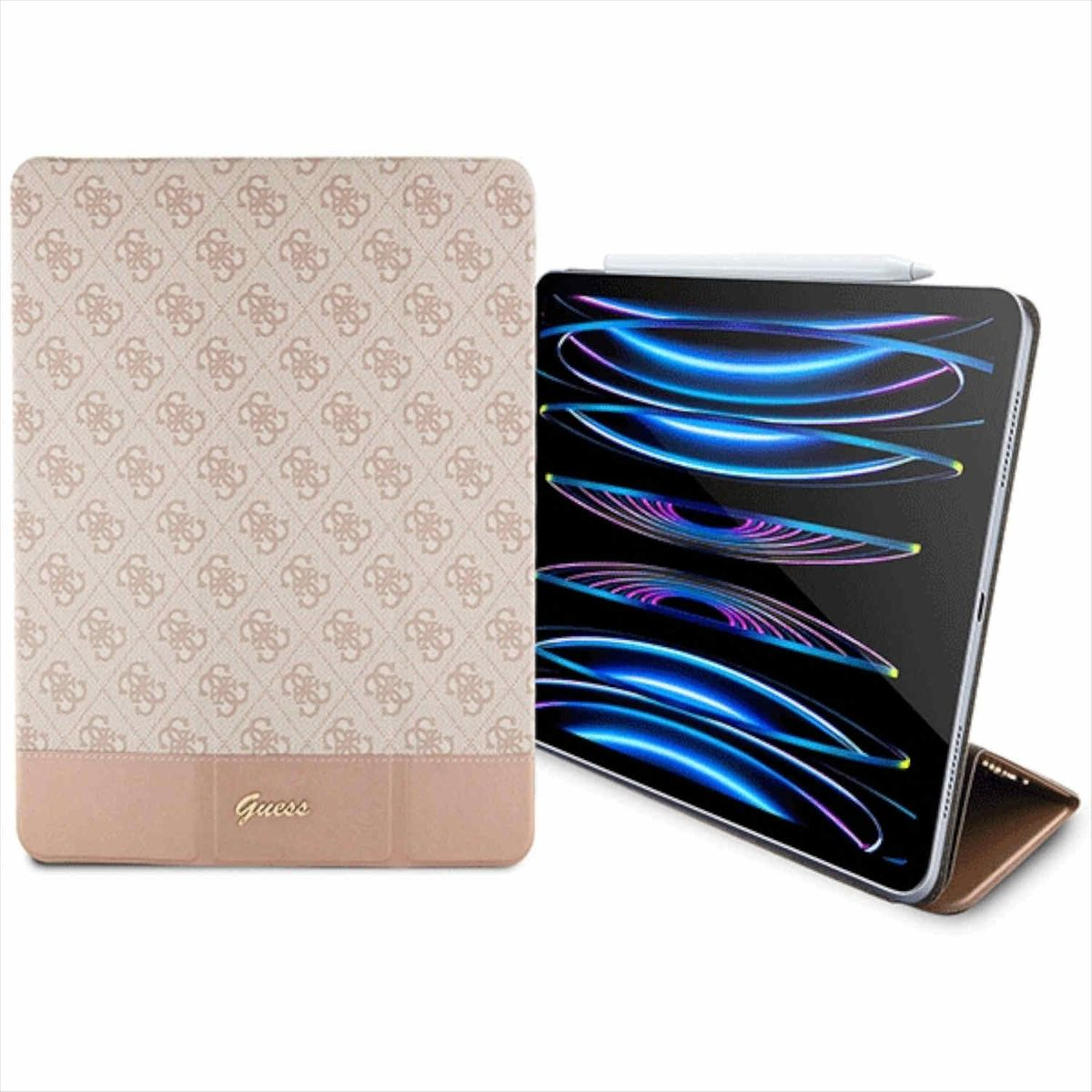Cover, Stripe Pro Allover 12.9, Kunstleder iPad Apple, Tasche, Full GUESS Pink