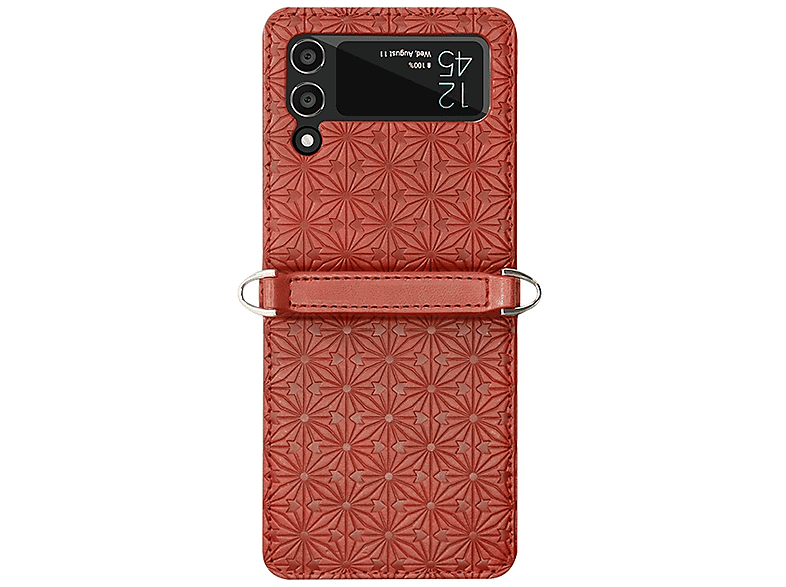 WIGENTO Geprägte Design Tasche mit Gurt, Full Cover, Samsung, Galaxy Z Flip4 5G, Rot