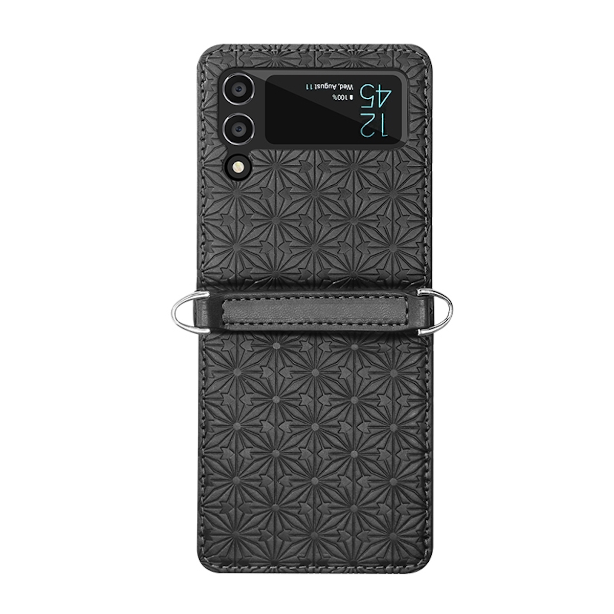 mit Samsung Tasche Geprägte Z Cover, Flip4 ´, Design Schwarz 5G, Gurt, Full Galaxy WIGENTO