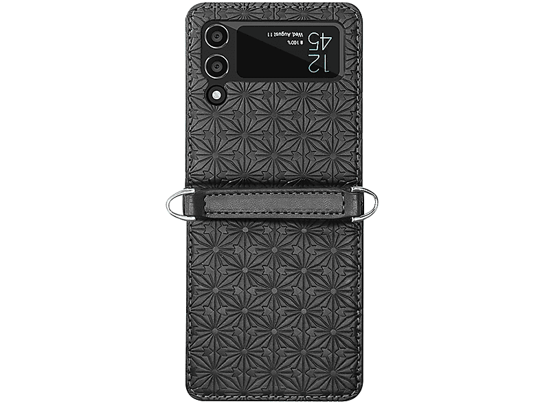 mit Samsung Tasche Geprägte Z Cover, Flip4 ´, Design Schwarz 5G, Gurt, Full Galaxy WIGENTO