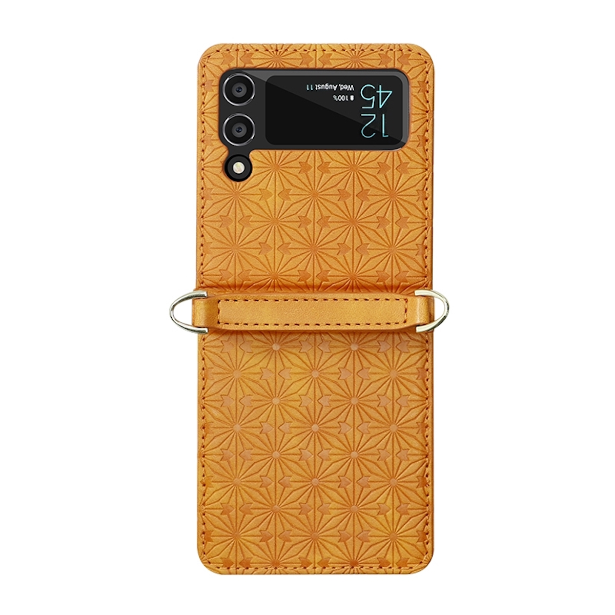 WIGENTO Geprägte Gurt, Tasche 5G, Gelb Samsung, Z Design Cover, Flip4 Full Galaxy mit