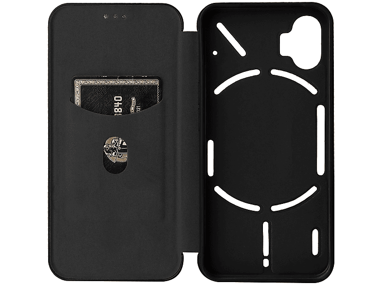 Schwarz Carbon Tasche, Phone, Design 1, WIGENTO Bookcover, Nothing Phone
