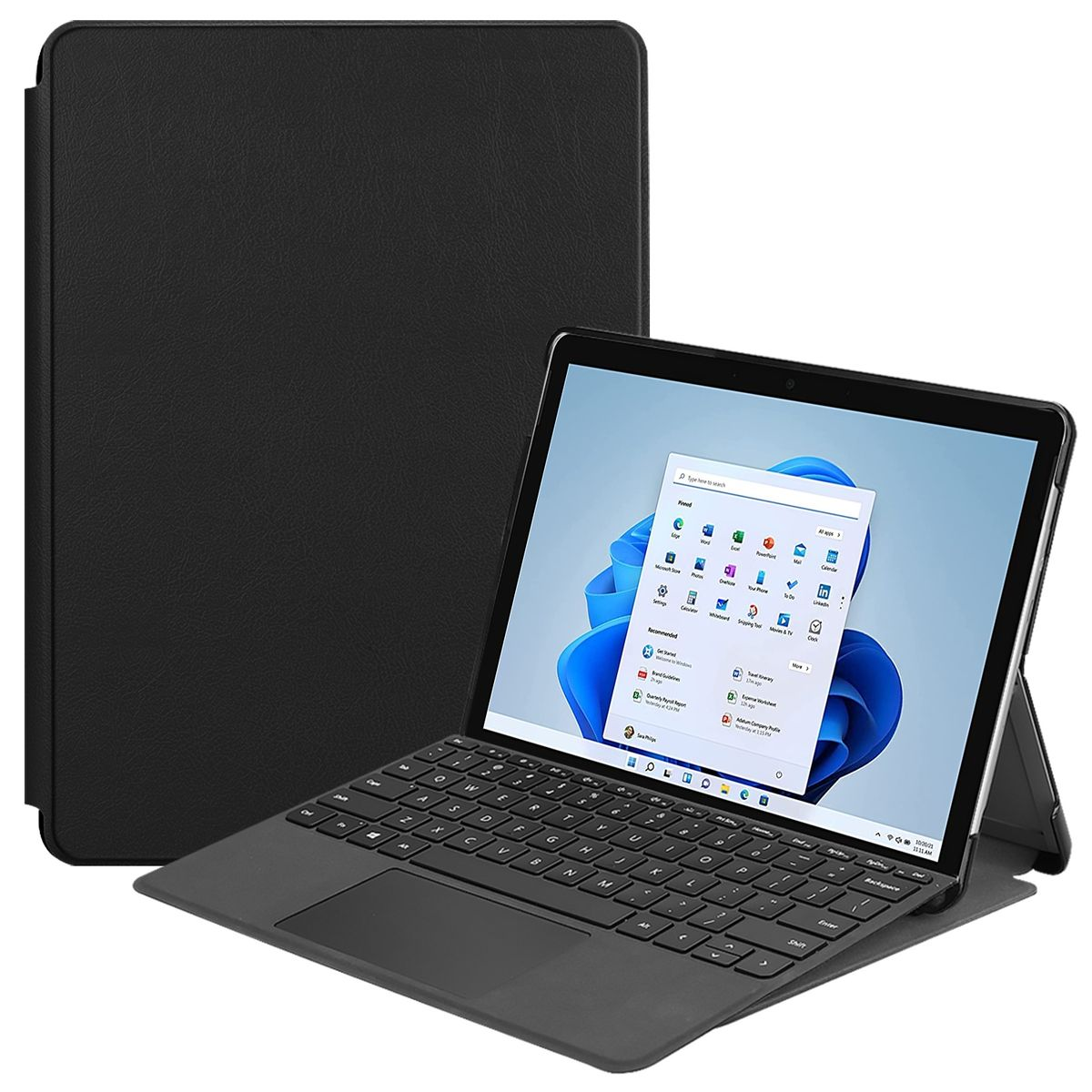 WIGENTO Design Aufstellbare Tasche, Schwarz Surface 8, Cover, Microsoft, Pro Full