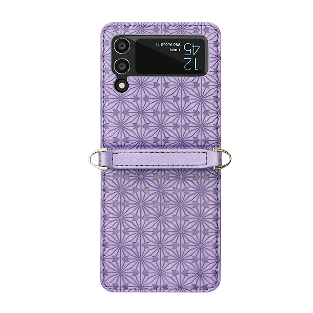 WIGENTO Geprägte Design Flip4 mit Samsung, Tasche Full Z Galaxy Lila Gurt, Cover, 5G