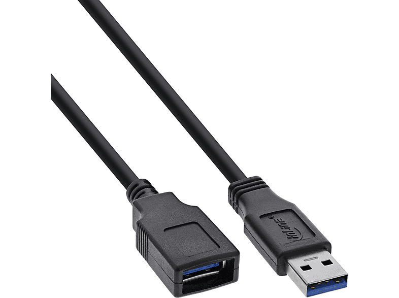 Kabel Stecker Verlängerung, InLine® / USB USB-A USB schwarz, Buchse, INLINE 3.2