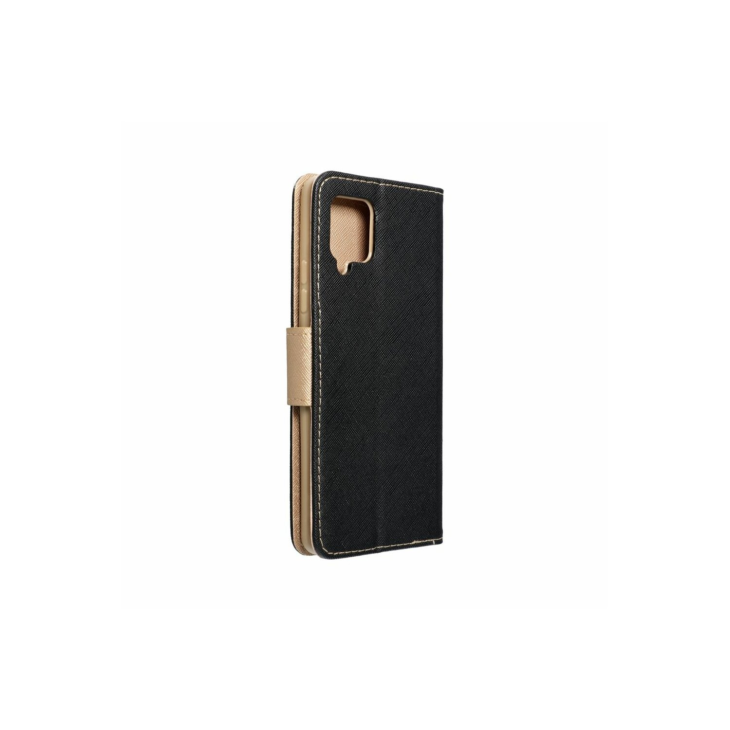 Custodia nera per telefono con fessura beige.
