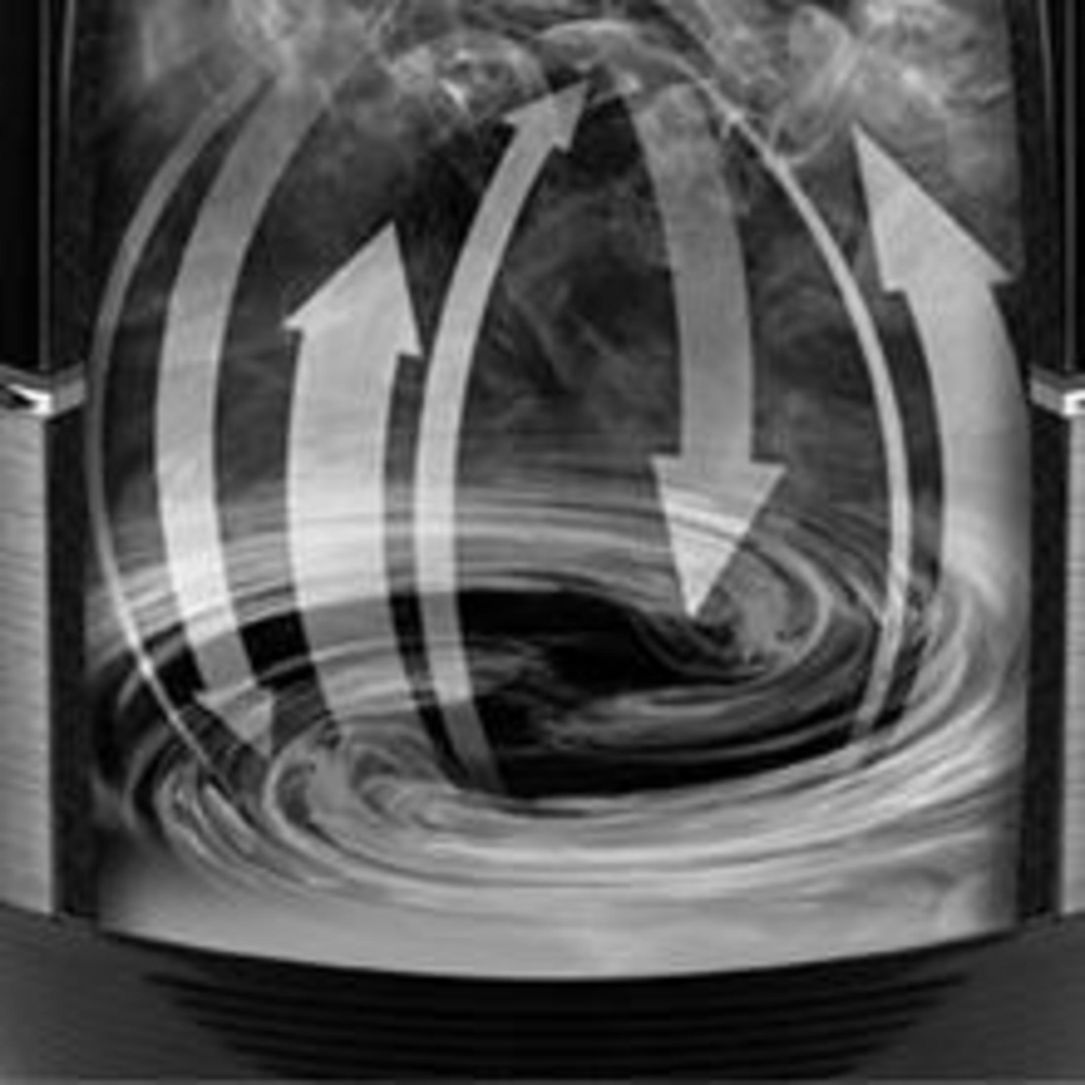 Abstrakcyjny obraz strzałek z efektem pary. Ilustruje ruch powietrza lub gazu.