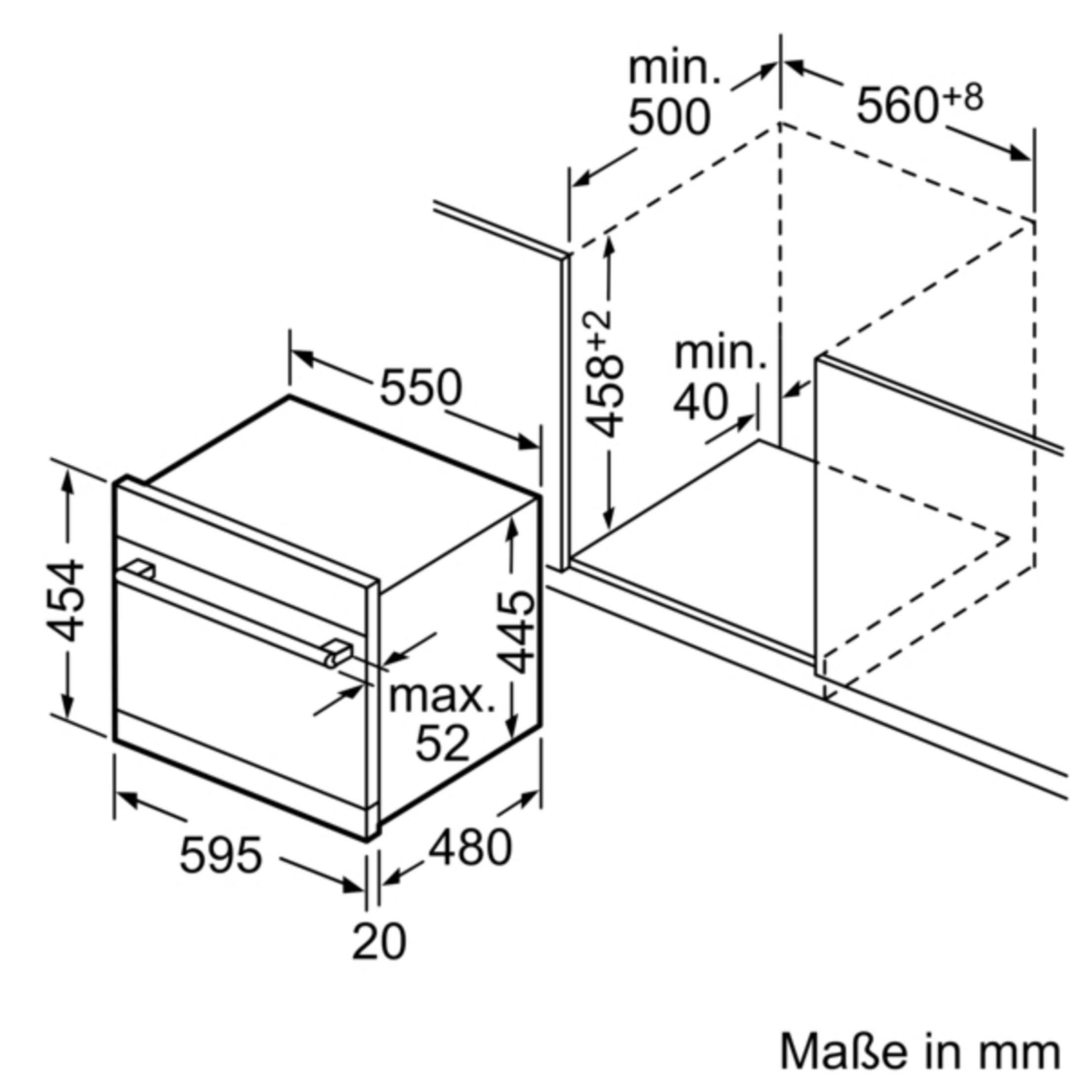 breit, Geschirrspüler dB Serie (teilintegrierbar F) M 75 6 BOSCH mm 595 EU SKE (Besteckkorb, 52 (A), 49