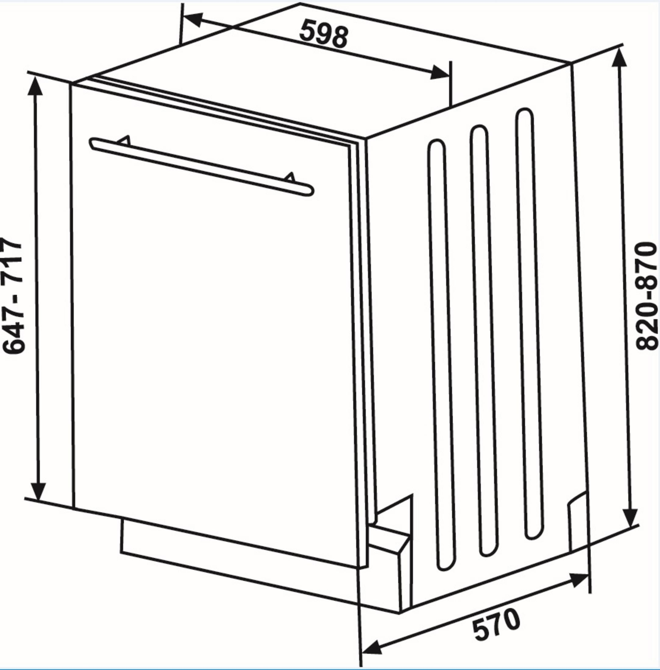 47 mm (vollintegrierbar 600 QW-NI14I47EX-DE breit, (A), Geschirrspüler dB SHARP (Besteckkorb, E)