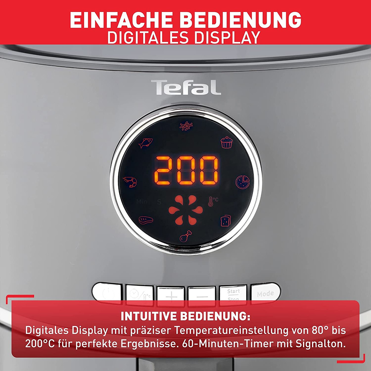 TEFAL EY111B15 Airfry Ultra Digital Watt Fritteuse grau 1600