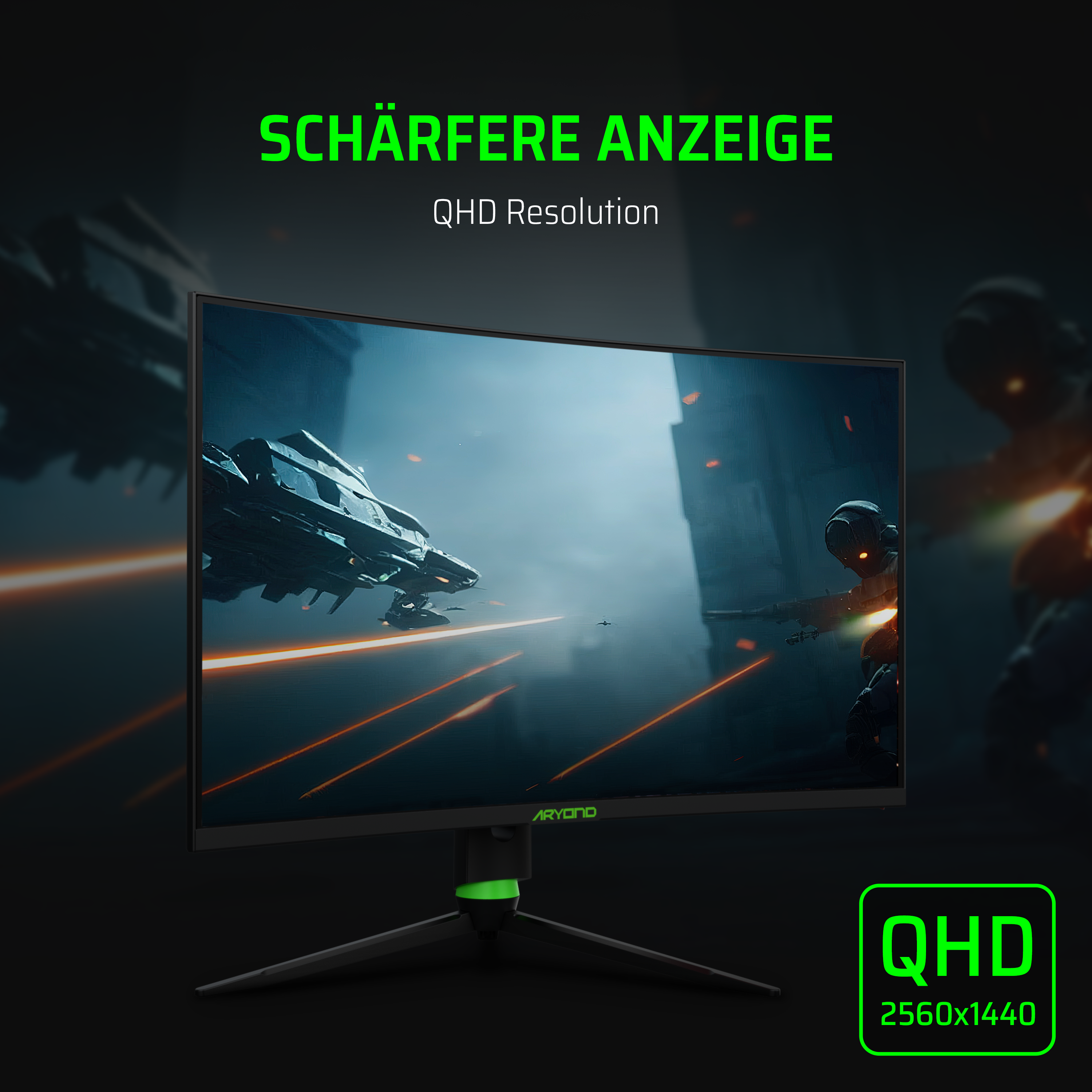 Gaming , ARYOND (1 V1.3 Zoll ) 31,5 A32 165 Reaktionszeit ms Hz QHD Monitor
