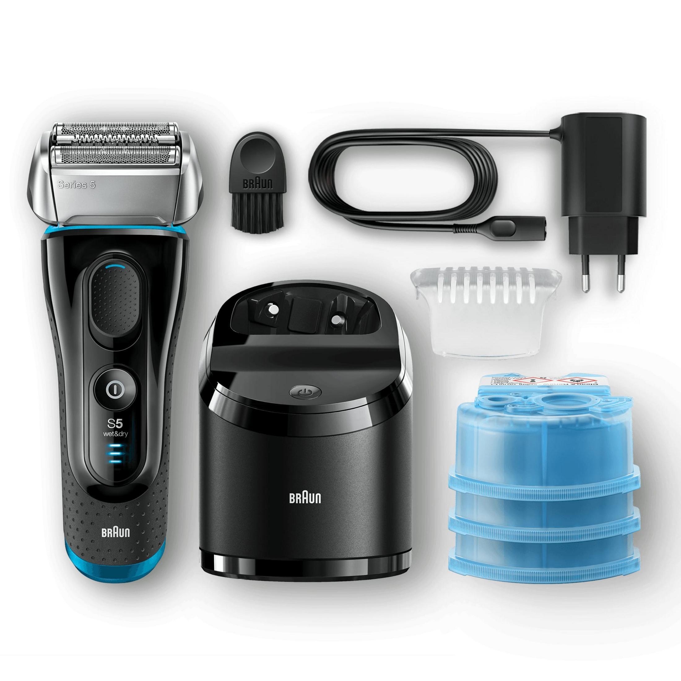 BRAUN SERIES 5 Head) 5190CC+CCR2 VORTEILSPACK (Comfort Schwarz/Blau Rasierer Flex