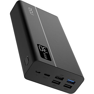 POWERBANK - DCU TECNOLOGIC Batería 30000, 30.000mAh,  4 puertos USB Micro-USB y USB tipo C, Negro