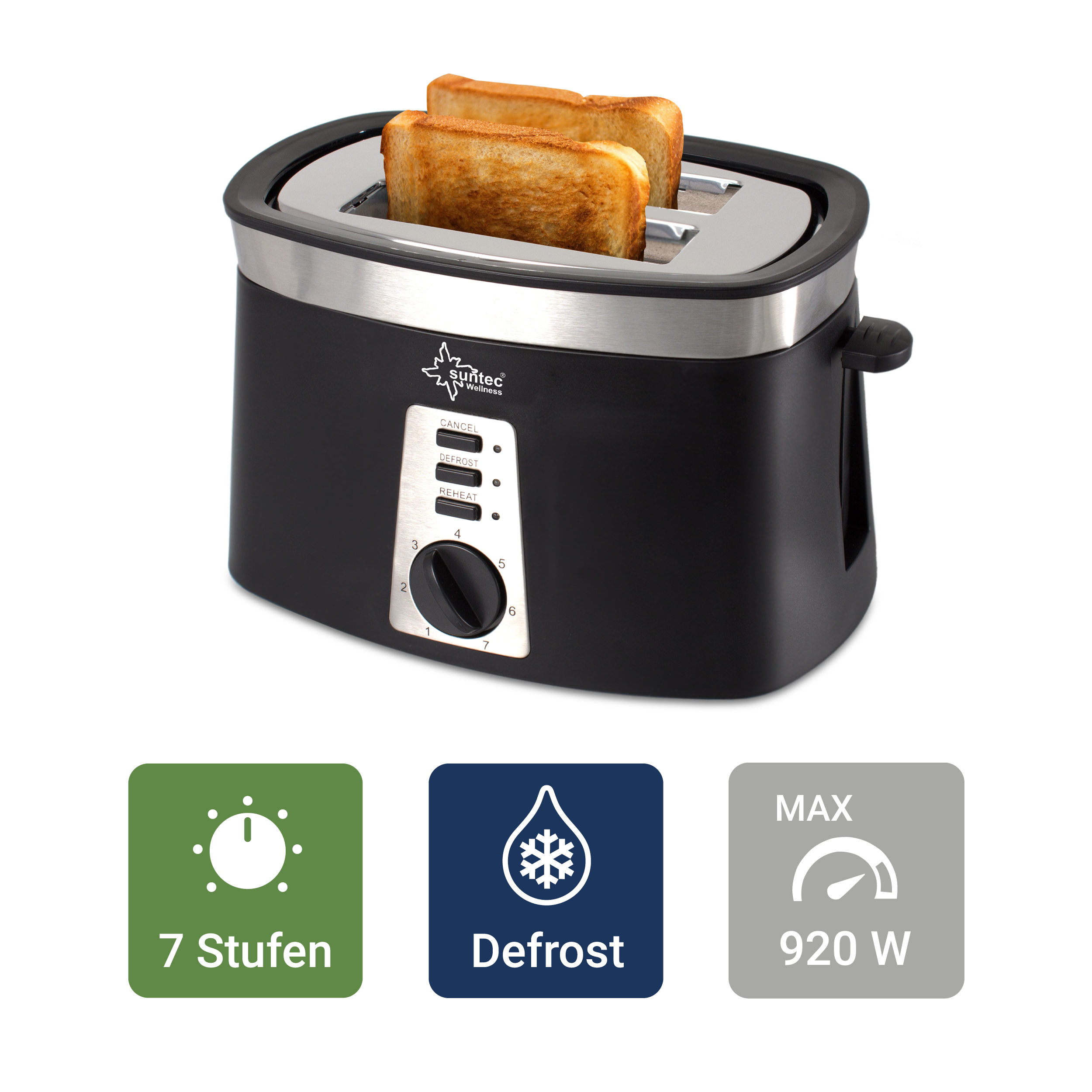 SUNTEC Watt, Toaster Schlitze: Schwarz TOA-9028 (920 2)