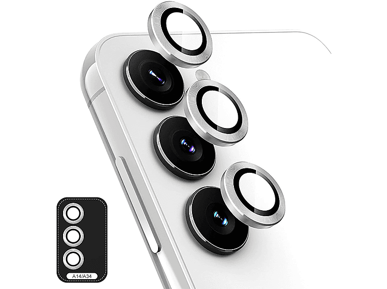 WIGENTO Schutzglas(für Hart H9 Glas A34) Kamera Aluminium A14 Ring Samsung Galaxy Film / Back +