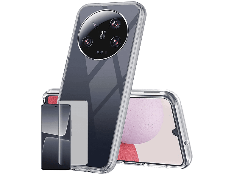 WIGENTO TPU Silikon Schutz Hülle dünn + 4D Curved Schutz Hart Glas, Backcover, Xiaomi, 13 Ultra, Transparent | Backcover