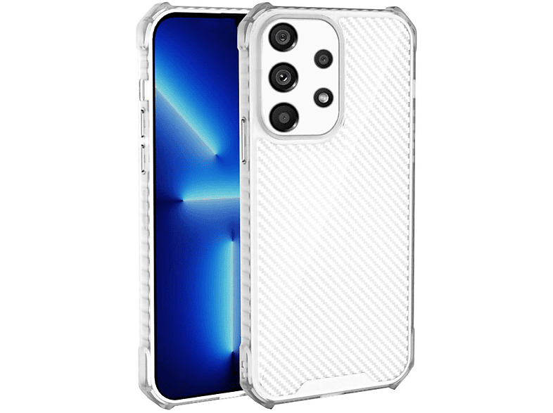 WIGENTO Schock Carbon Hülle, Galaxy A04S, A13 Transparent / Style Backcover, Samsung, 4G / 5G TPU Silikon