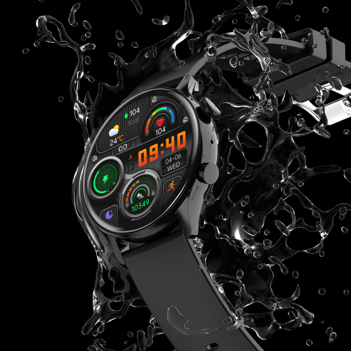 SYNTEK Smart Watch 1.36 NFC Display Braun mm, Smartwatch Glas Wasserdichte Bluetooth Anruf Multi 260 Uhr HD Rundes Leder, Sport Modus