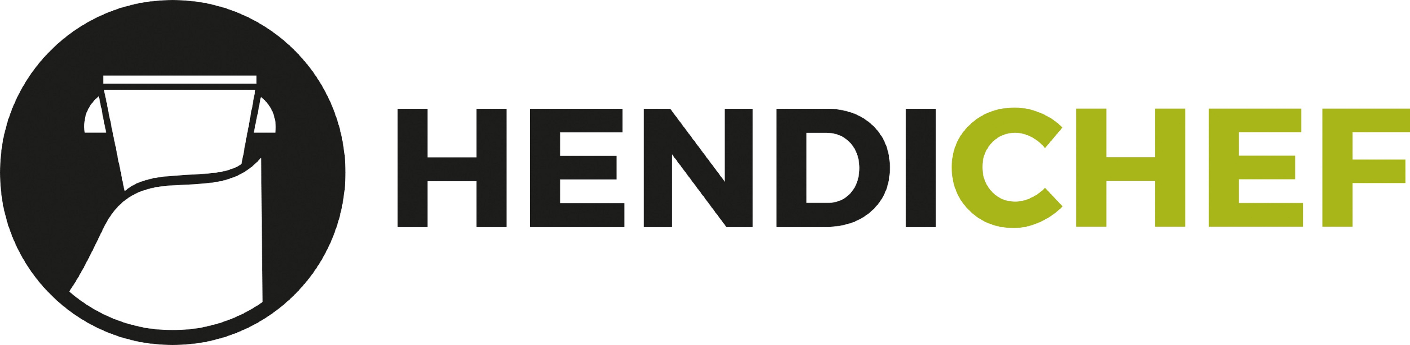 HENDICHEF Logo mit schwarzem Kreis, stilisiertem Kochhut und Text.